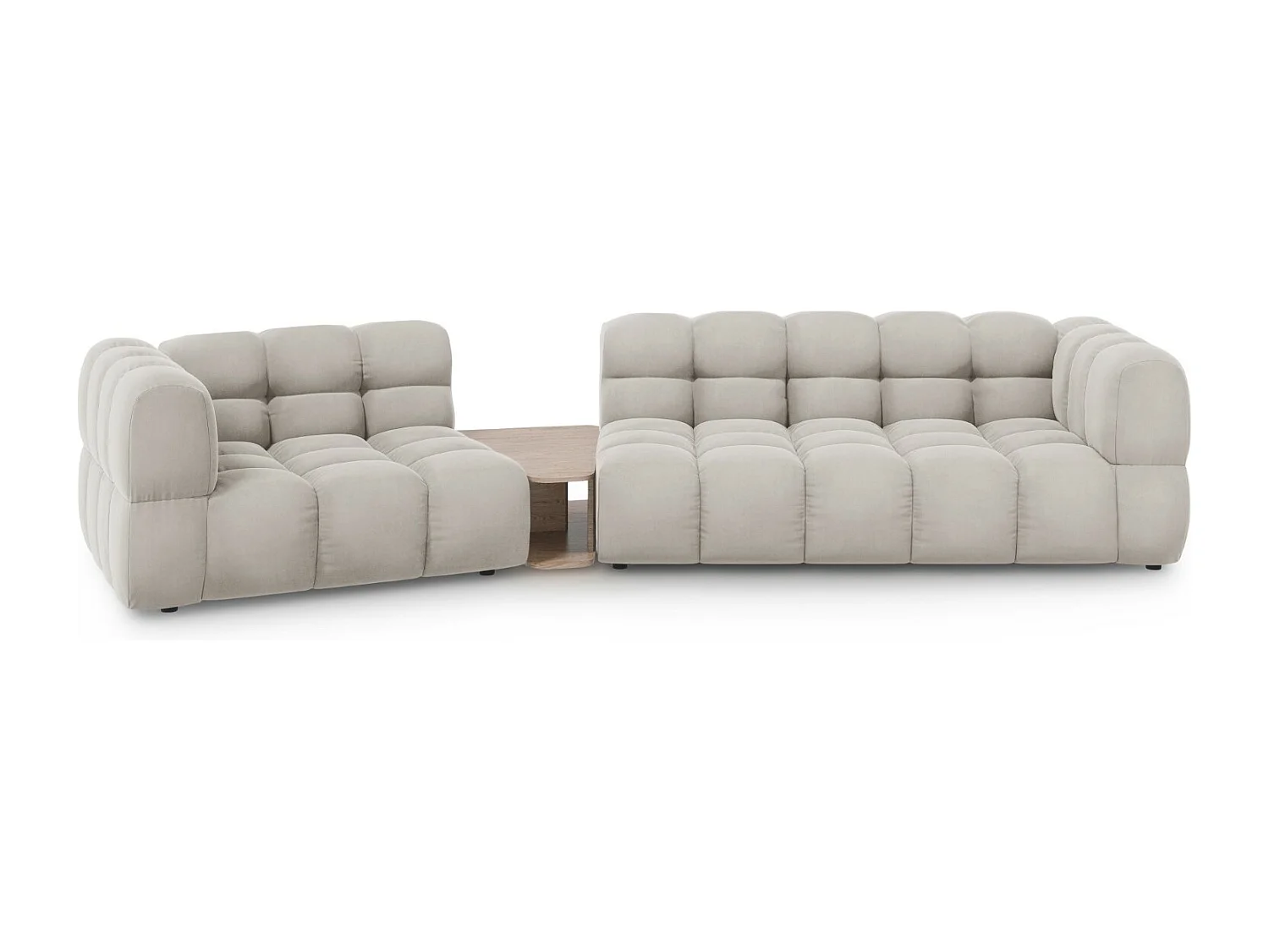 Cosmopolitan Design - Sofa modułowa bok lewy, "Sky" 3 miejsca welur, beż jasny - 353x148x75cm 3746342 - obrazek 1