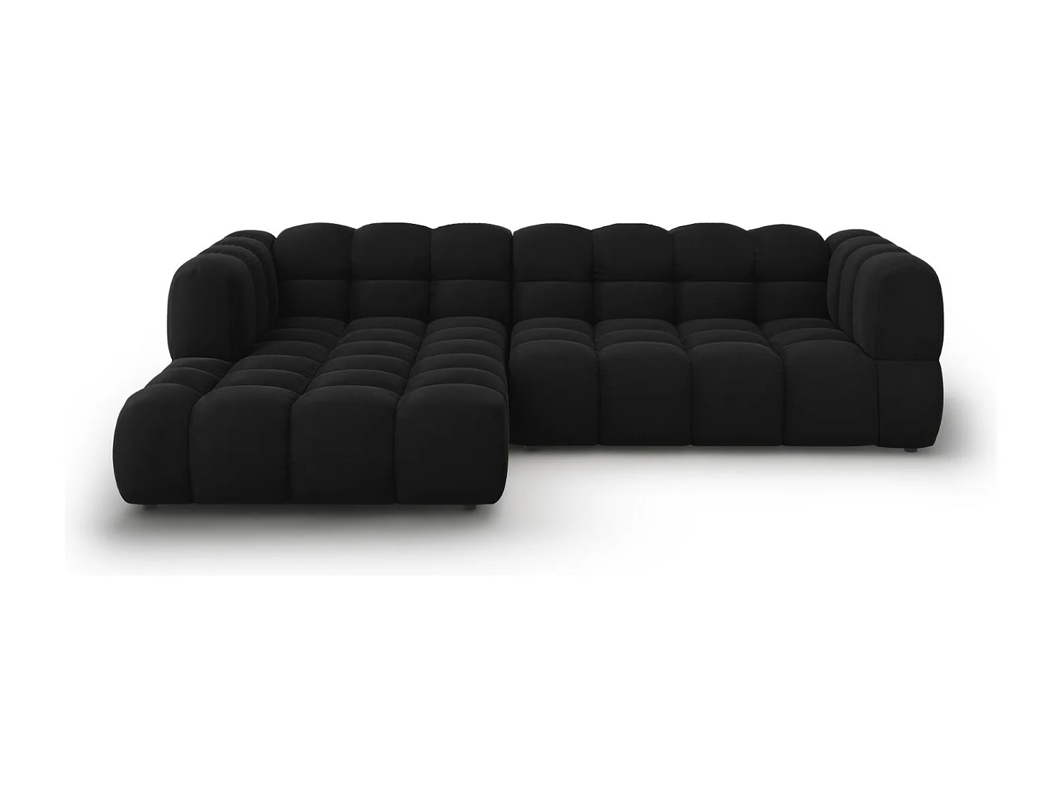 Cosmopolitan Design – Narożnik lewy panoramiczny, „Sky” 4 miejsca welur, czarny – 272x162x75cm 3746346