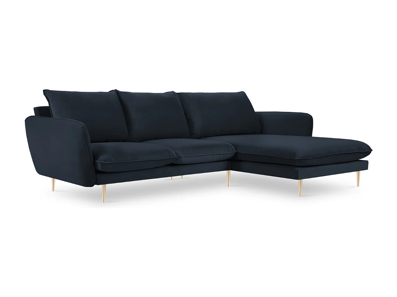 Cosmopolitan Design – Narożnik prawy, „Vienna” 5 miejsc welur, niebieski ciemny – 255x170x95cm 3746370