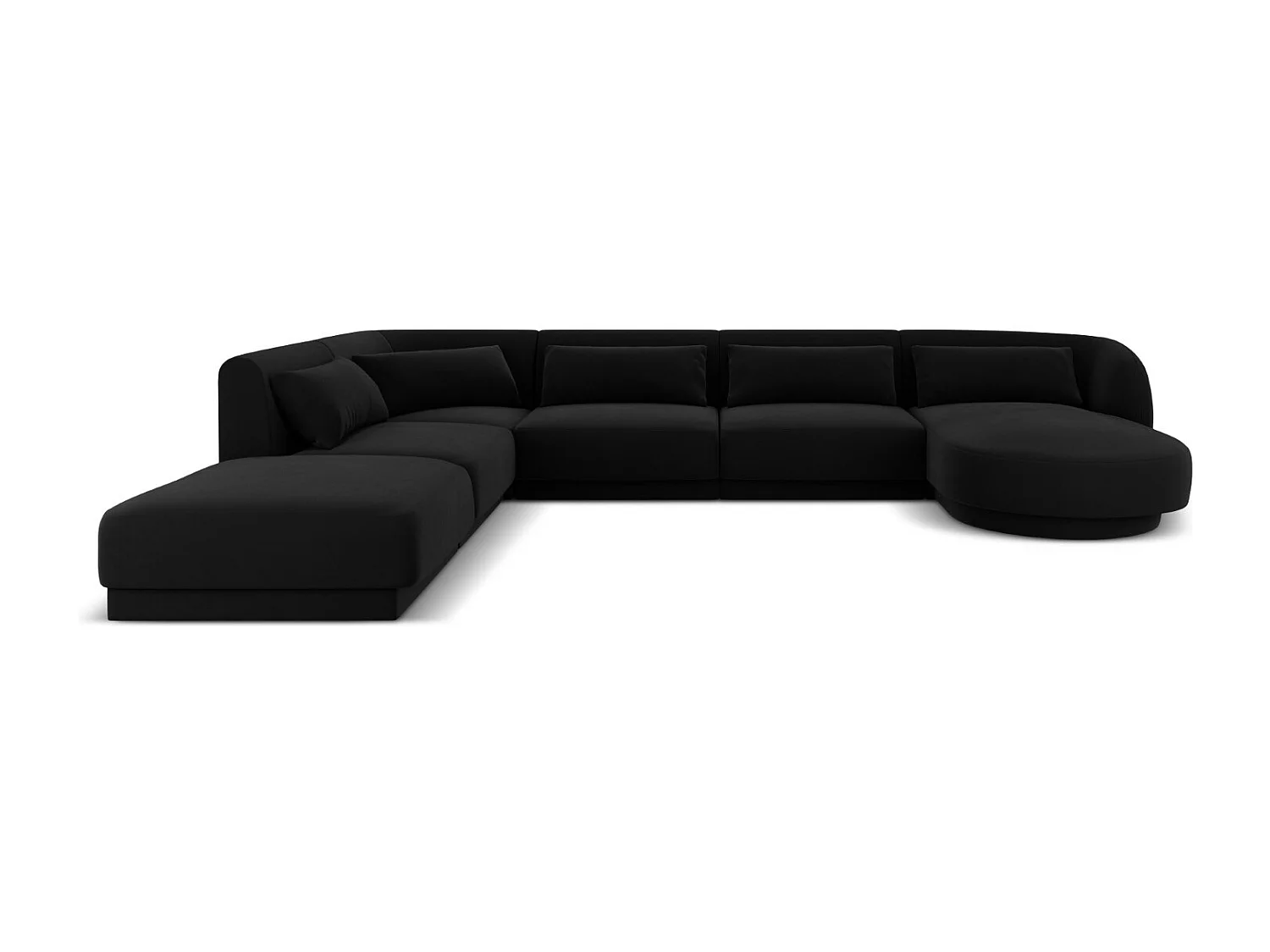 Cosmopolitan Design – Narożnik lewy panoramiczny, „Tulum” 6 miejsc welur, czarny – 330x255x70cm 3746376