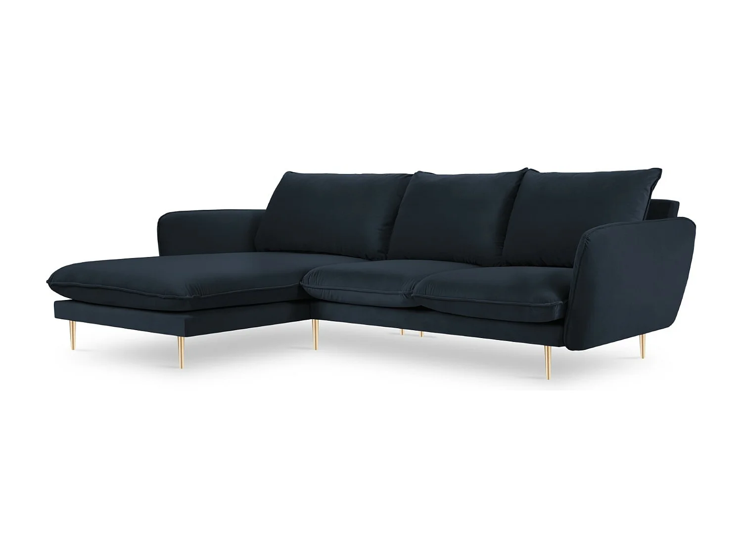 Cosmopolitan Design - Narożnik lewy, "Vienna" 5 miejsc welur, niebieski ciemny - 255x170x95cm 3746381 - obrazek 1