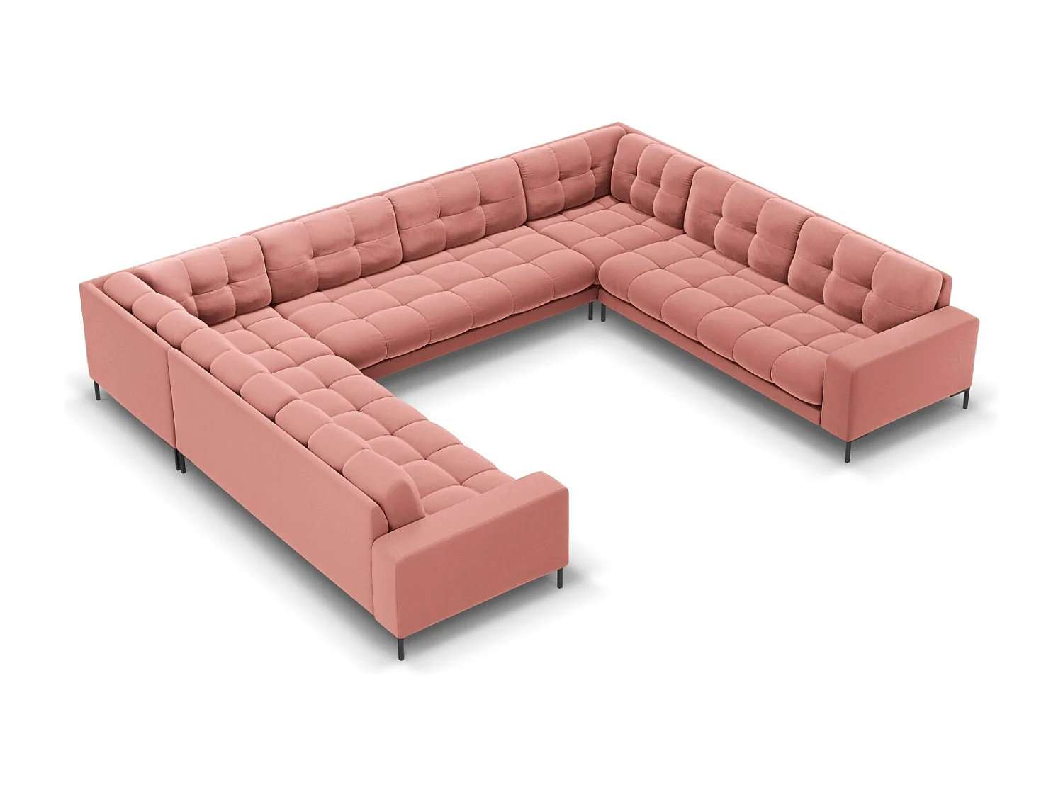Cosmopolitan Design - Sofa panoramiczna, "Bali" 9 miejsc welur, róż - 327x256x75cm 3746388 - obrazek 1