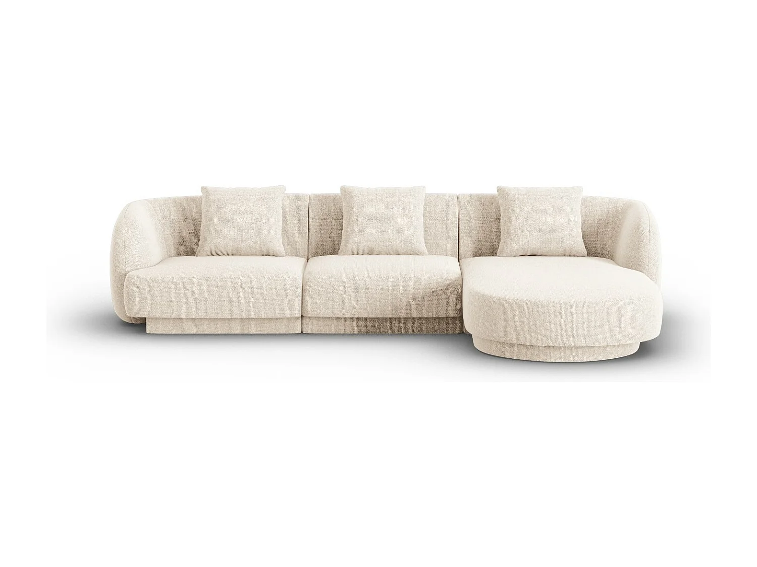 Cosmopolitan Design – Narożnik prawy, „Tulum” 4 miejsca szenil, beż jasny – 255x156x70cm 3746393