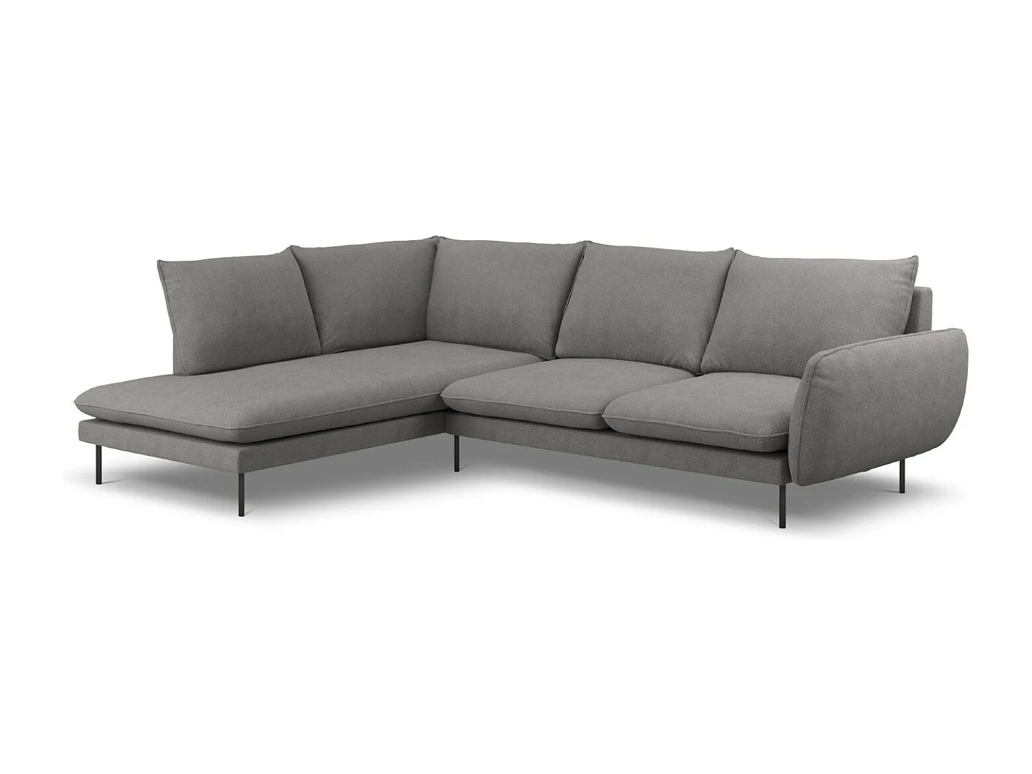 Cosmopolitan Design - Narożnik lewy, "Vienna" 6 miejsc tkanina strukturalna, szary ciemny - 275x185x95cm 3746408 - obrazek 1