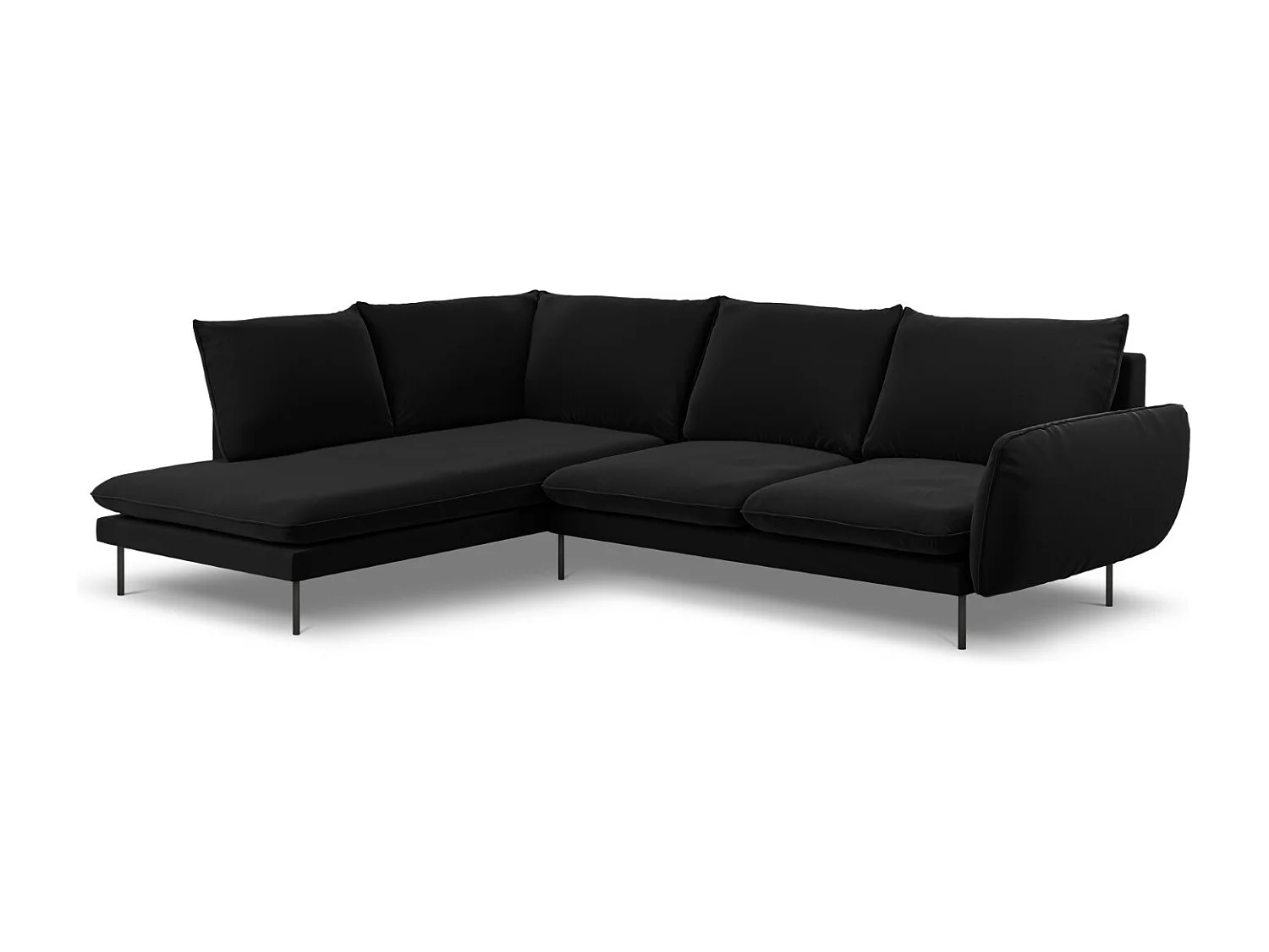 Cosmopolitan Design - Narożnik lewy, "Vienna" 6 miejsc welur, czarny - 275x185x95cm 3746406 - obrazek 1