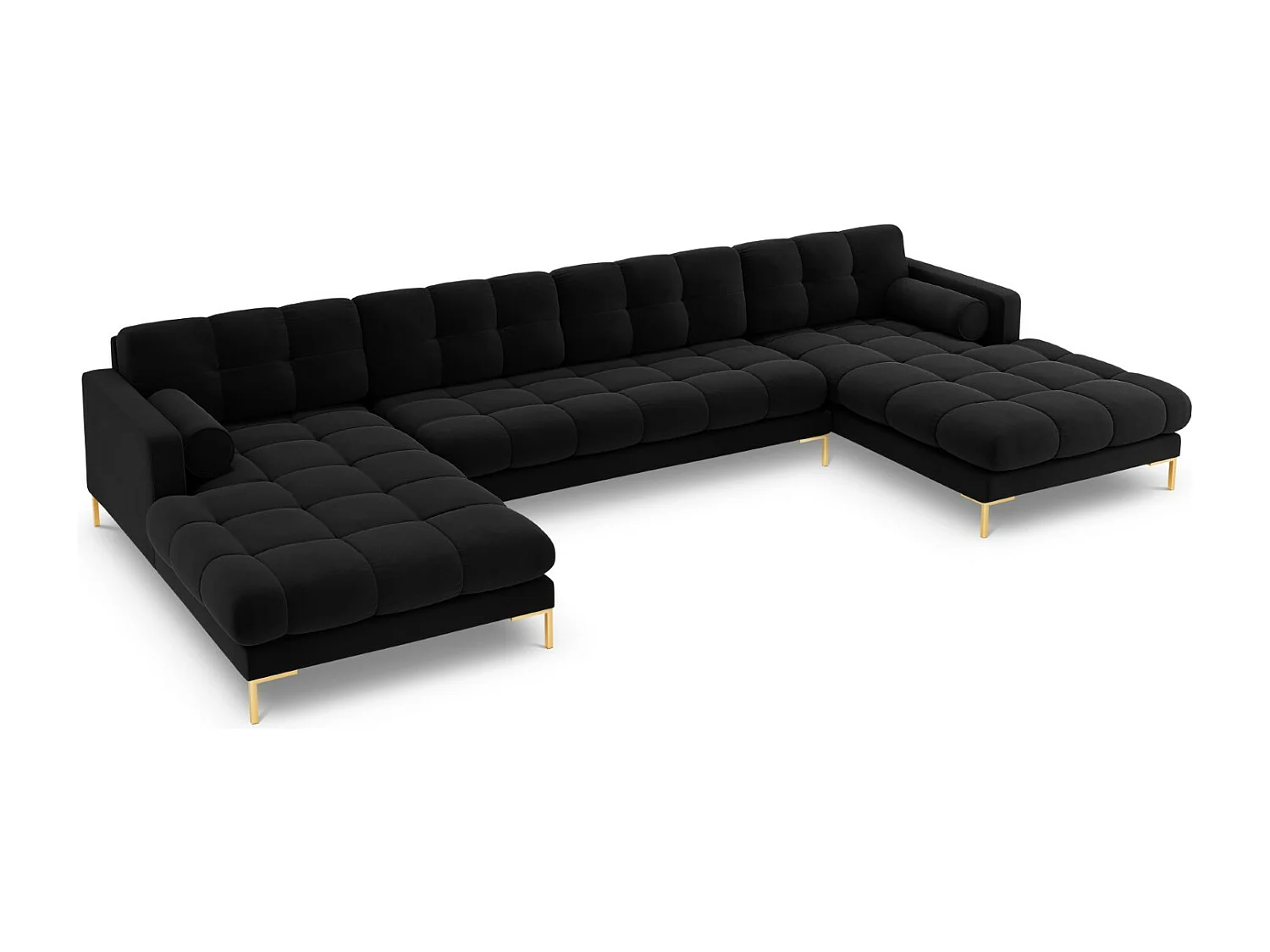 Cosmopolitan Design - Sofa panoramiczna, "Bali" 7 miejsc welur, czarny - 383x185x75cm 3746417 - obrazek 1