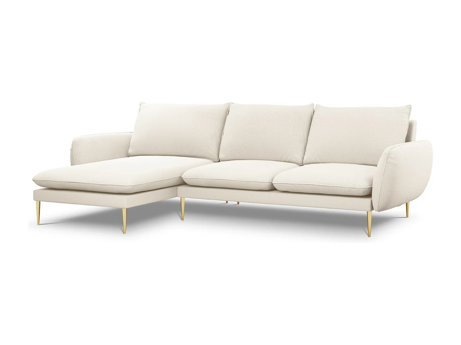 Cosmopolitan Design - Narożnik lewy, "Vienna" 5 miejsc boucle, beż - 255x170x95cm 3746423 - obrazek 1