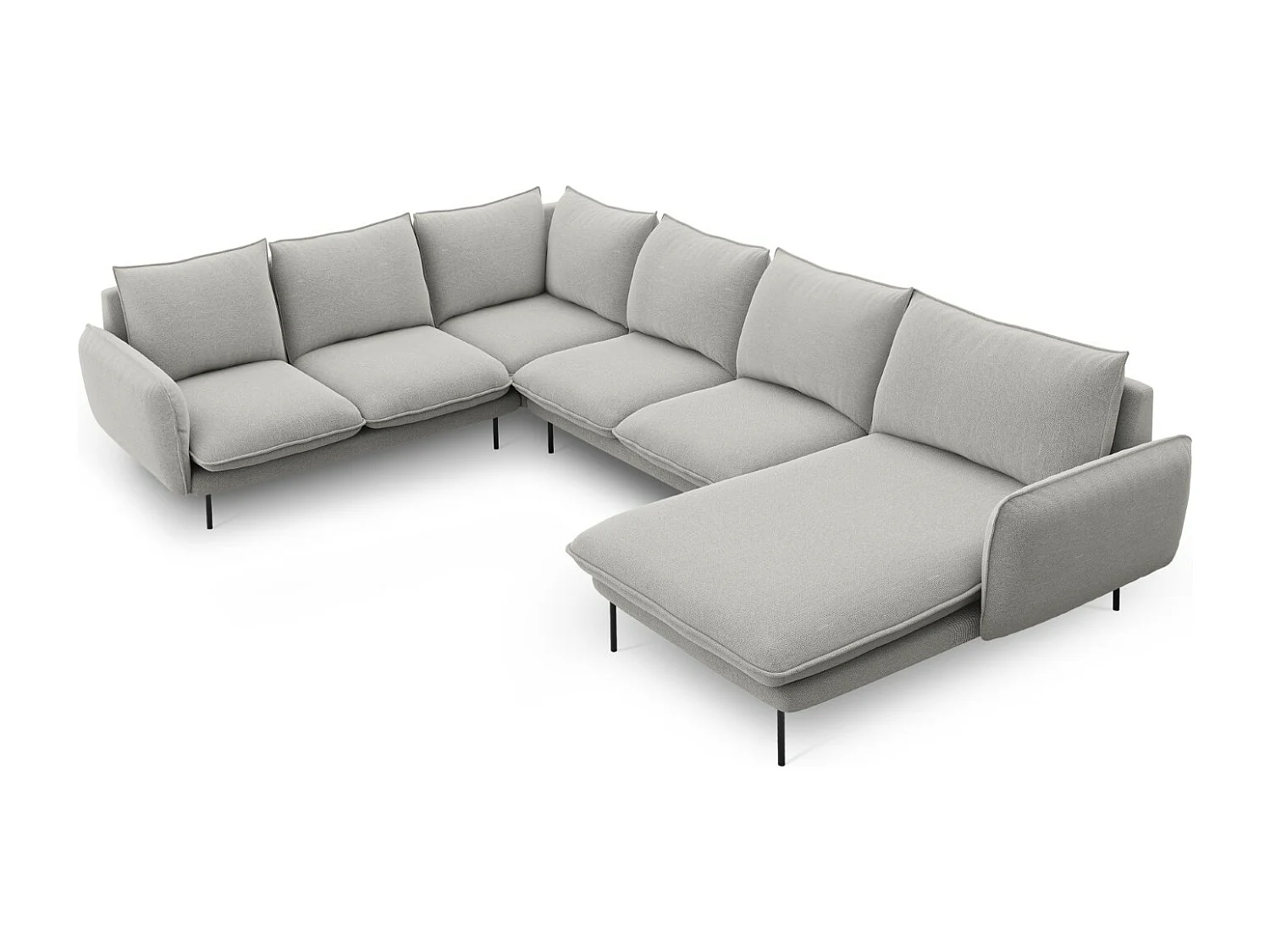 Cosmopolitan Design – Narożnik lewy panoramiczny, „Vienna” 7 miejsc tkanina strukturalna, szary jasny – 330x235x95cm 3746425