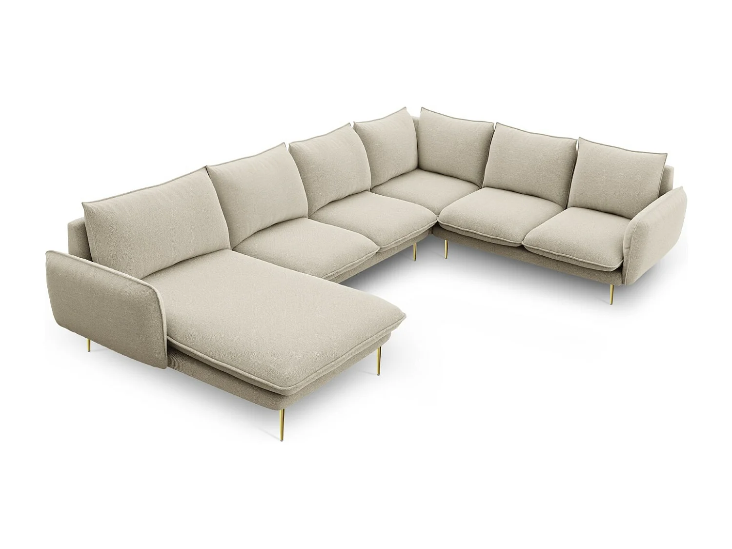 Cosmopolitan Design - Narożnik prawy panoramiczny, "Vienna" 7 miejsc tkanina strukturalna, beż - 330x235x95cm 3746426 - obrazek 1