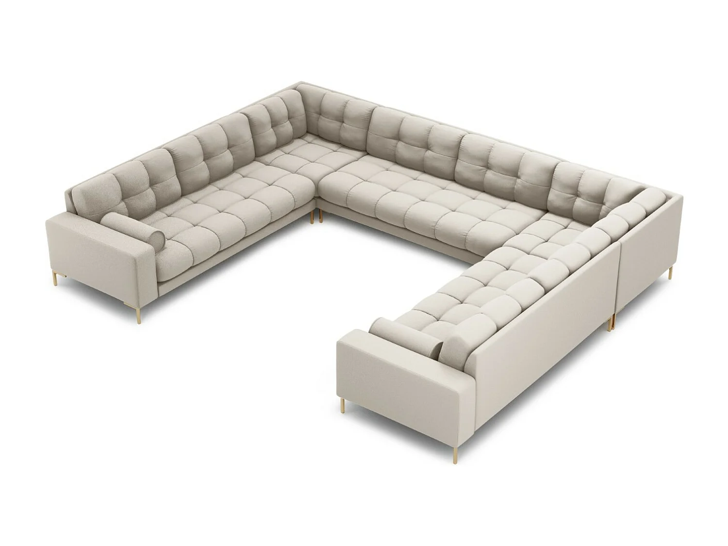 Cosmopolitan Design - Sofa panoramiczna, "Bali" 9 miejsc tkanina strukturalna, beż - 327x256x75cm 3746466 - obrazek 1