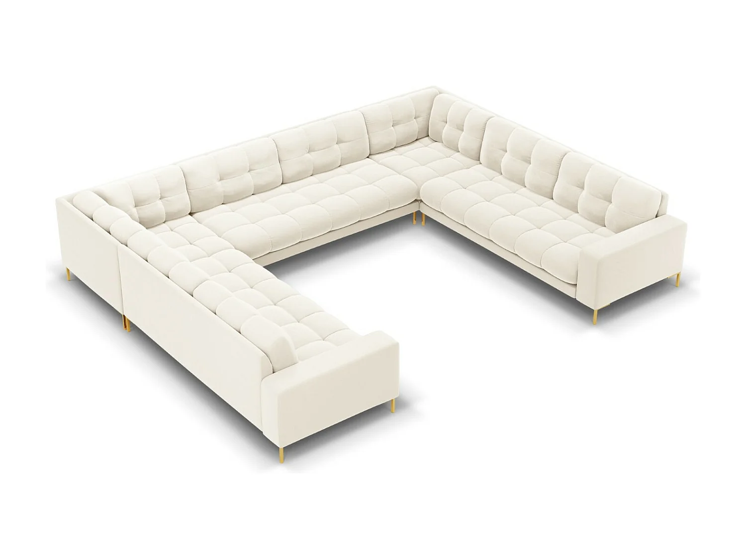 Cosmopolitan Design - Sofa panoramiczna, "Bali" 9 miejsc welur, beż jasny - 327x256x75cm 3746470 - obrazek 1