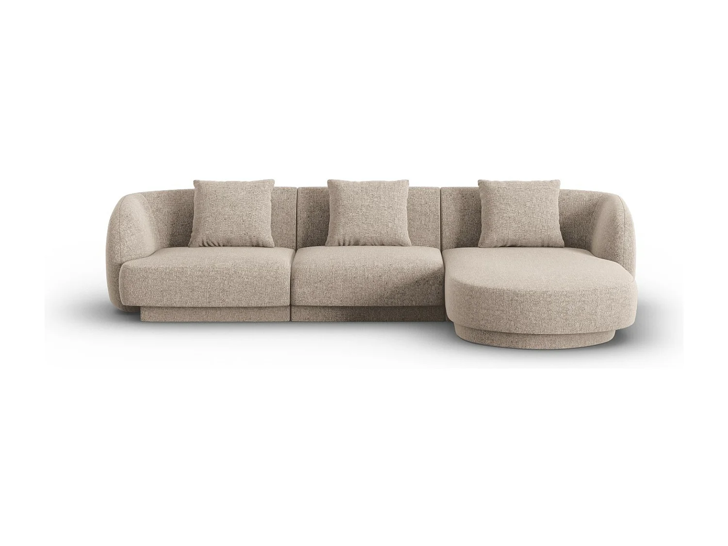Cosmopolitan Design – Narożnik prawy, „Tulum” 4 miejsca szenil, beż – 255x156x70cm 3746473