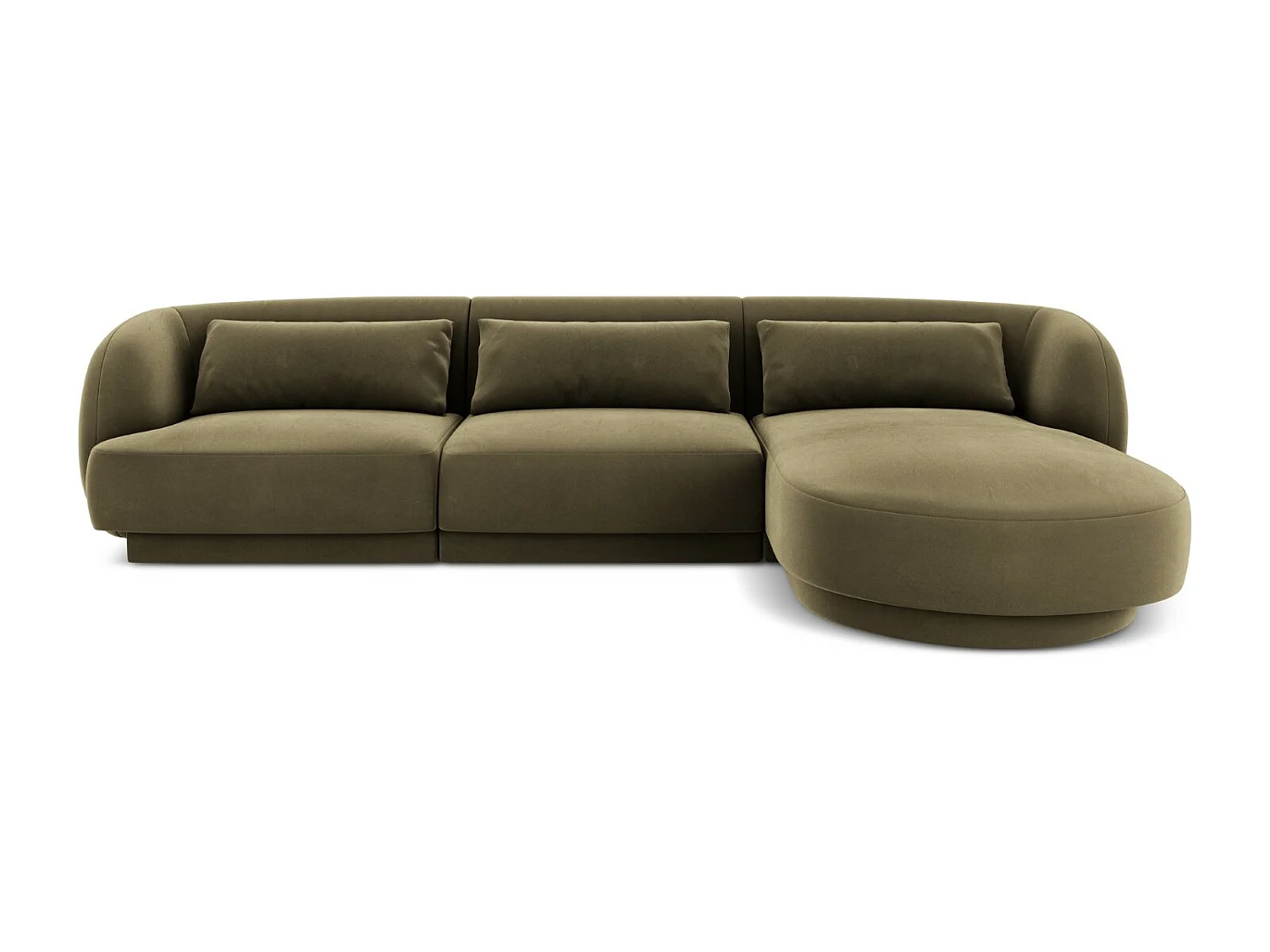 Cosmopolitan Design – Narożnik prawy, „Tulum” 4 miejsca welur, zielony – 255x156x70cm 3746487