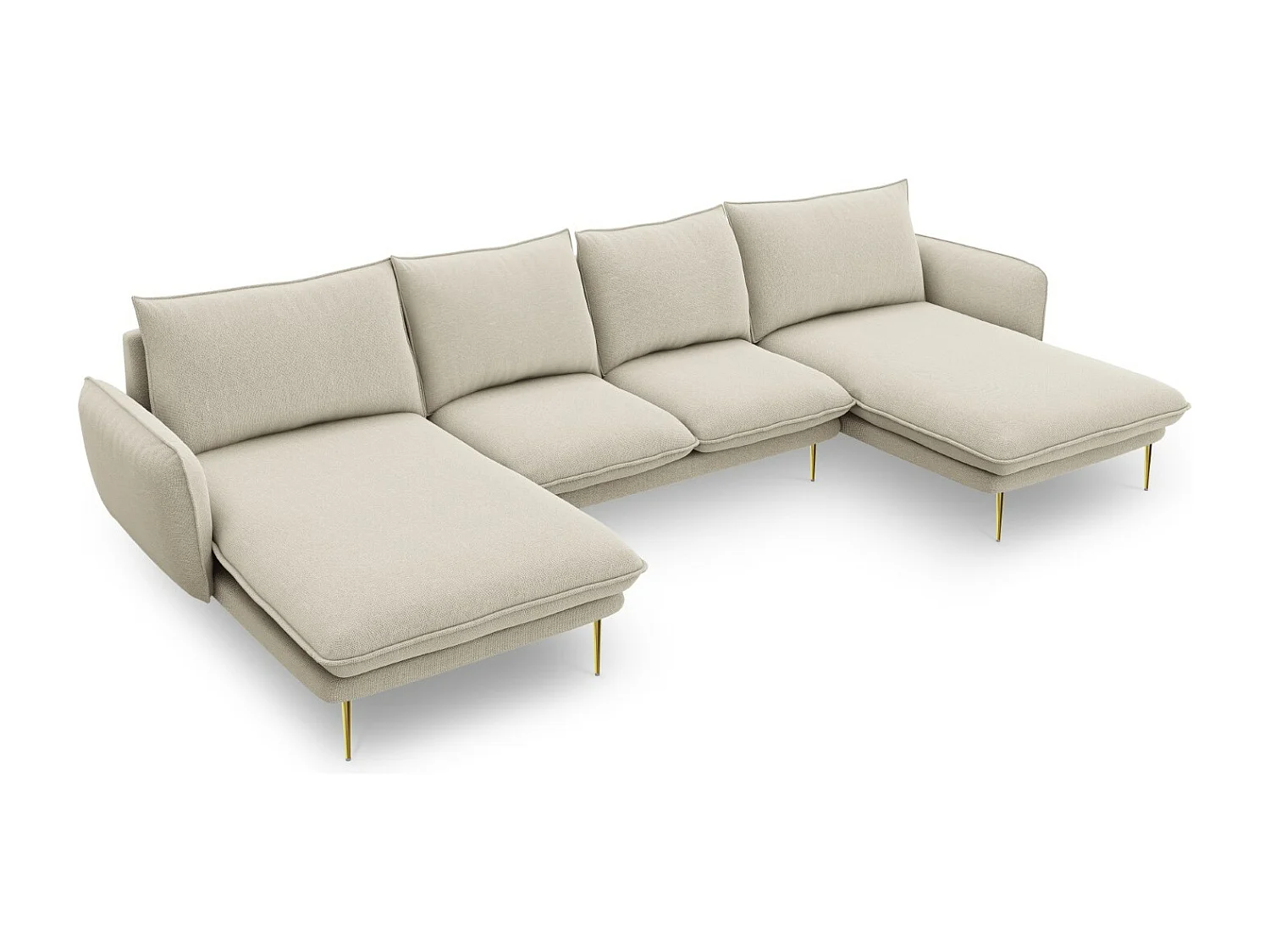 Cosmopolitan Design - Sofa panoramiczna, "Vienna" 6 miejsc tkanina strukturalna, beż - 350x170x95cm 3746490 - obrazek 1