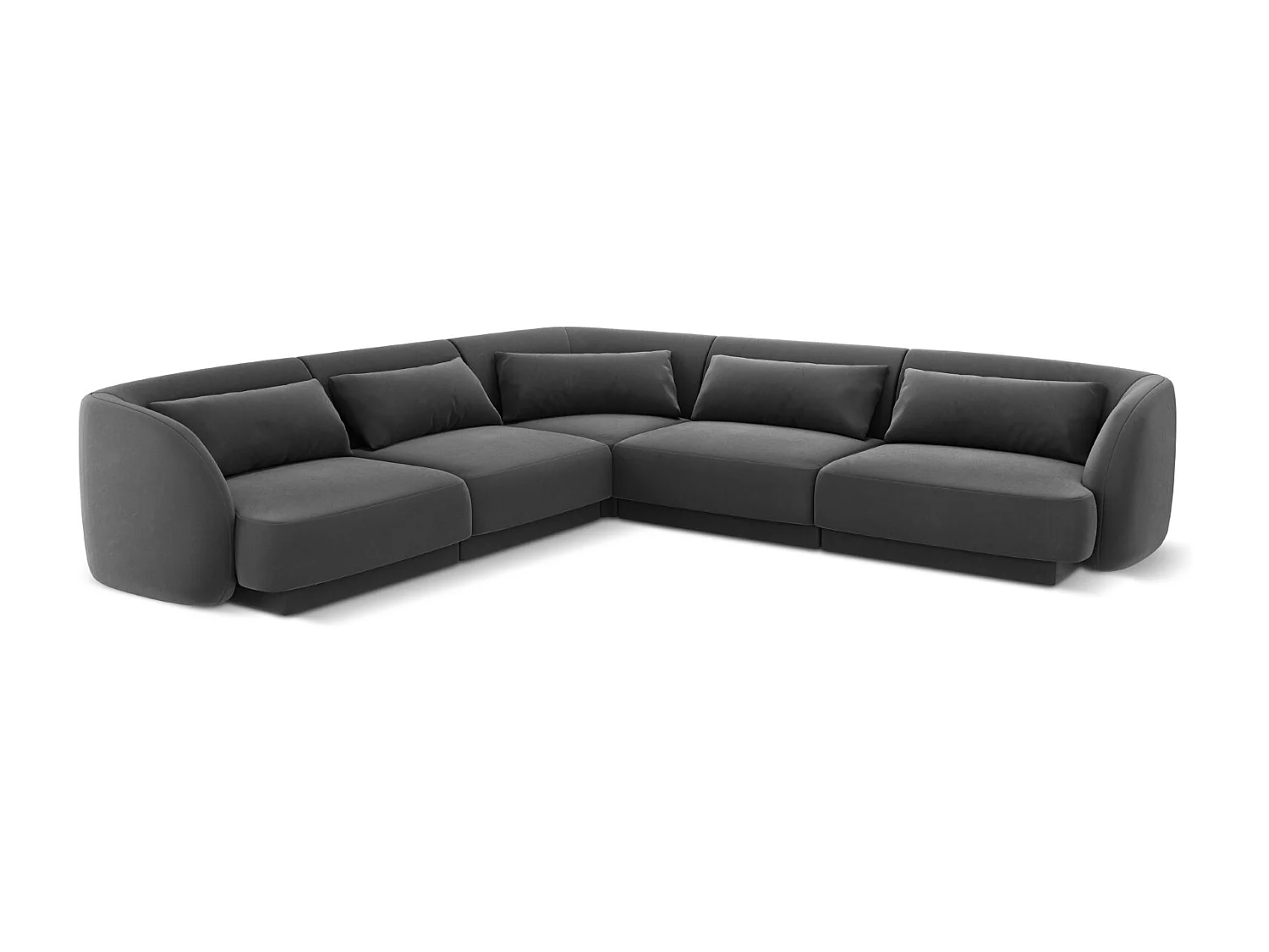 Cosmopolitan Design - Narożnik symetryczny, "Tulum" 5 miejsc welur, szary - 255x255x70cm 3746512 - obrazek 1