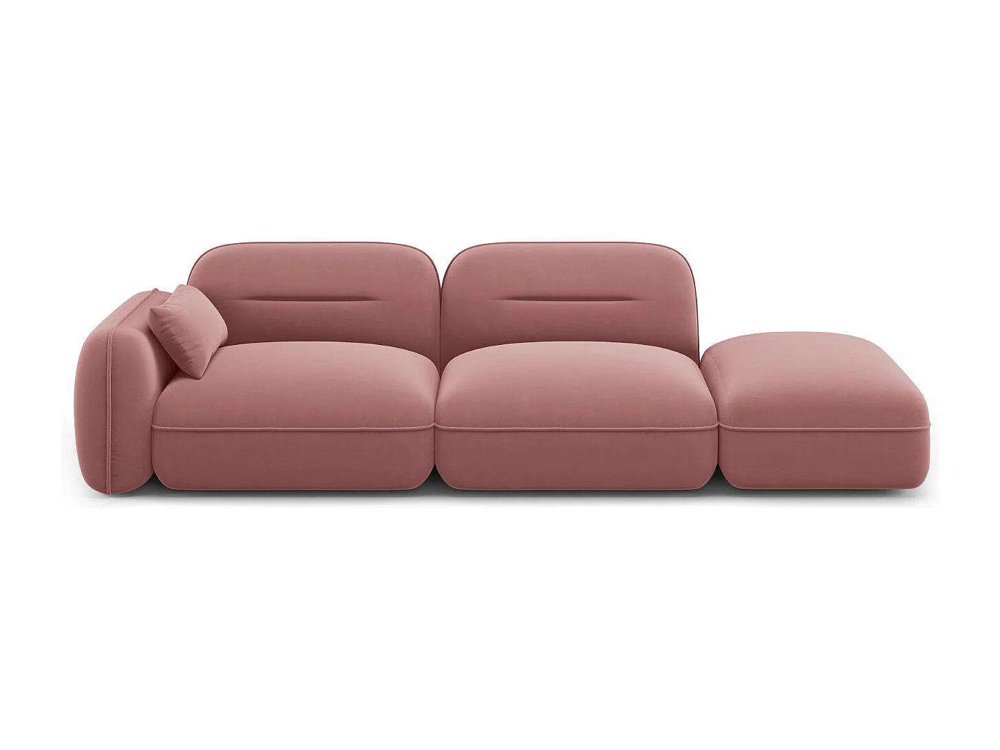 Cosmopolitan Design - Sofa modułowa bok prawy, "Sydney" 3 miejsca welur, łosoś - 295x90x70cm 3746513 - obrazek 1