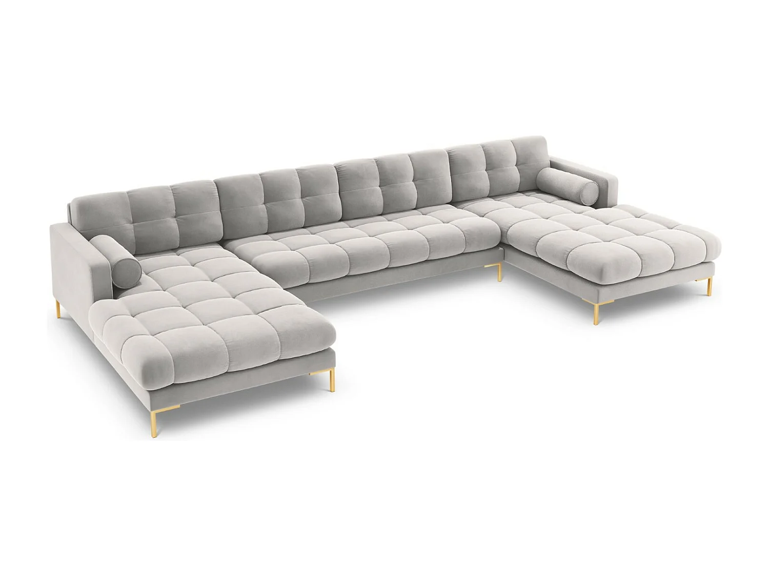 Cosmopolitan Design - Sofa panoramiczna, "Bali" 7 miejsc welur, srebrny - 383x185x75cm 3746541 - obrazek 1