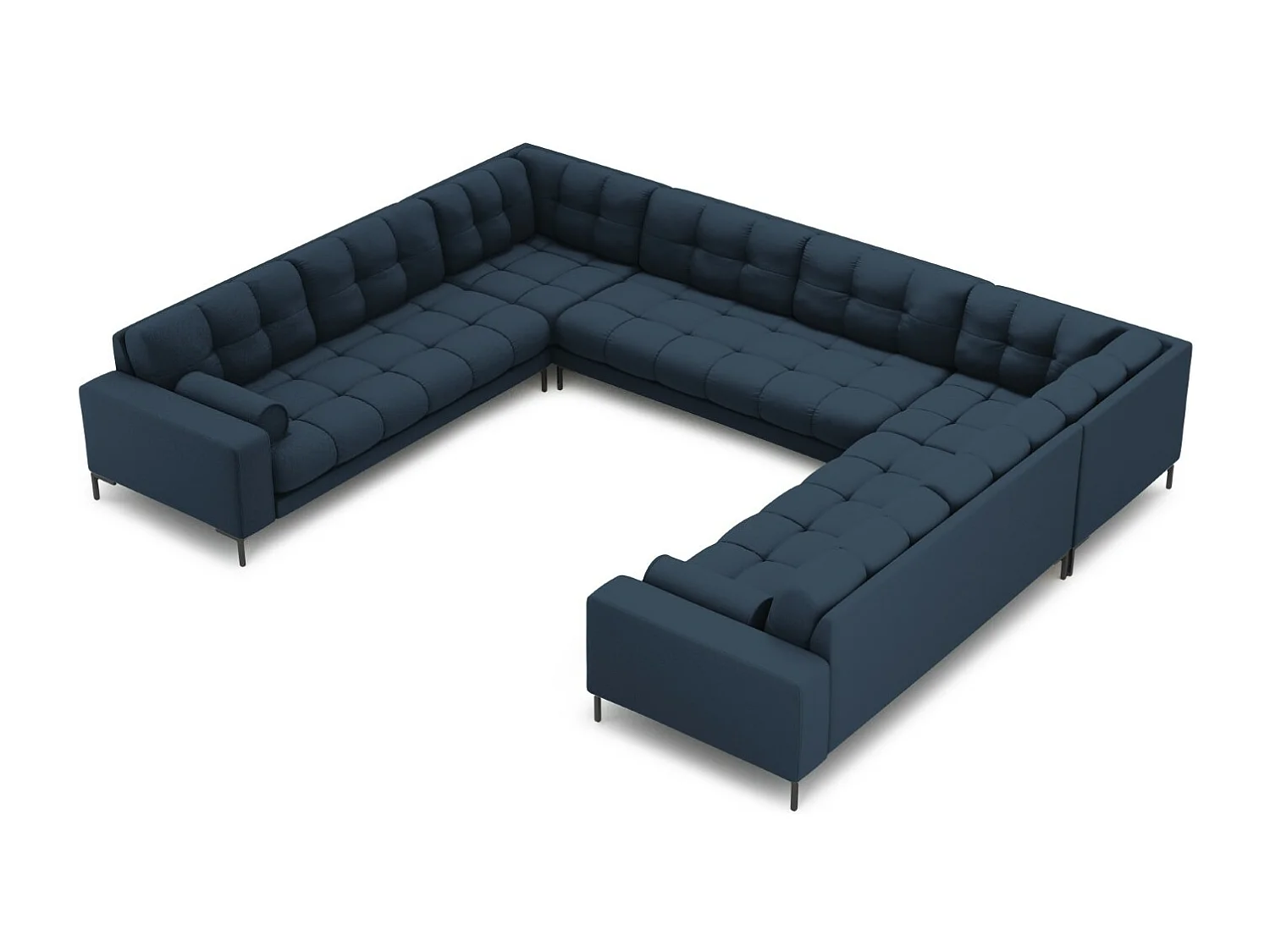 Cosmopolitan Design - Sofa panoramiczna, "Bali" 9 miejsc tkanina strukturalna, niebieski - 327x256x75cm 3746554 - obrazek 1