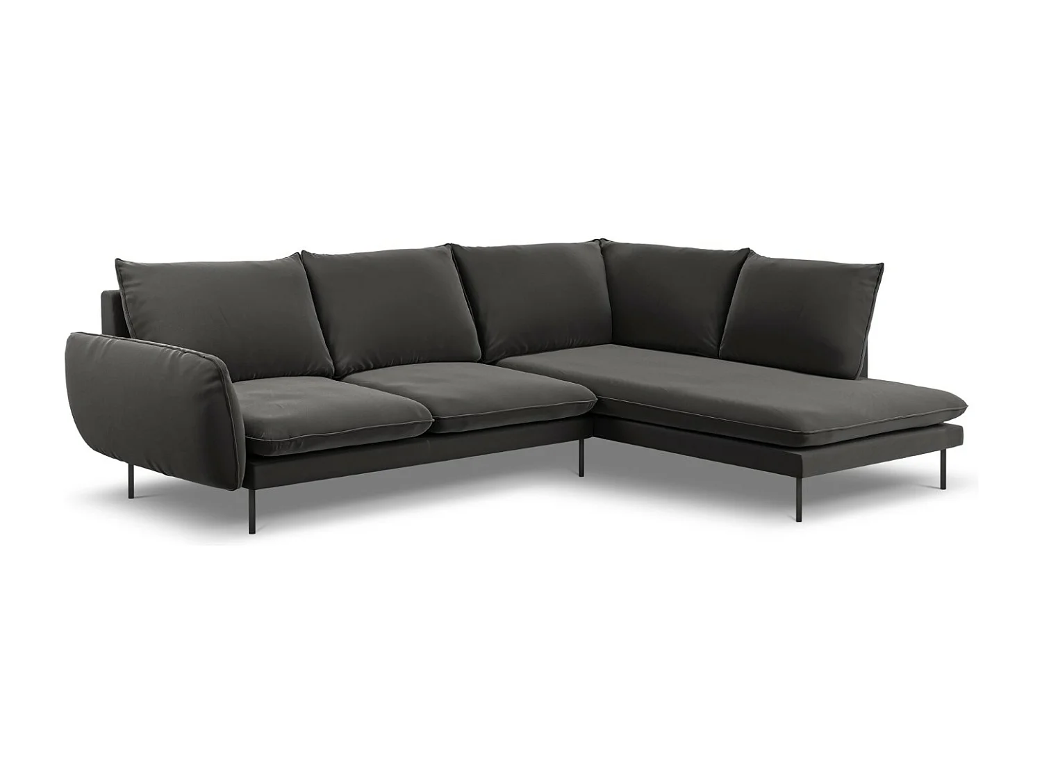 Cosmopolitan Design - Narożnik prawy, "Vienna" 6 miejsc welur, szary ciemny - 275x185x95cm 3746560 - obrazek 1