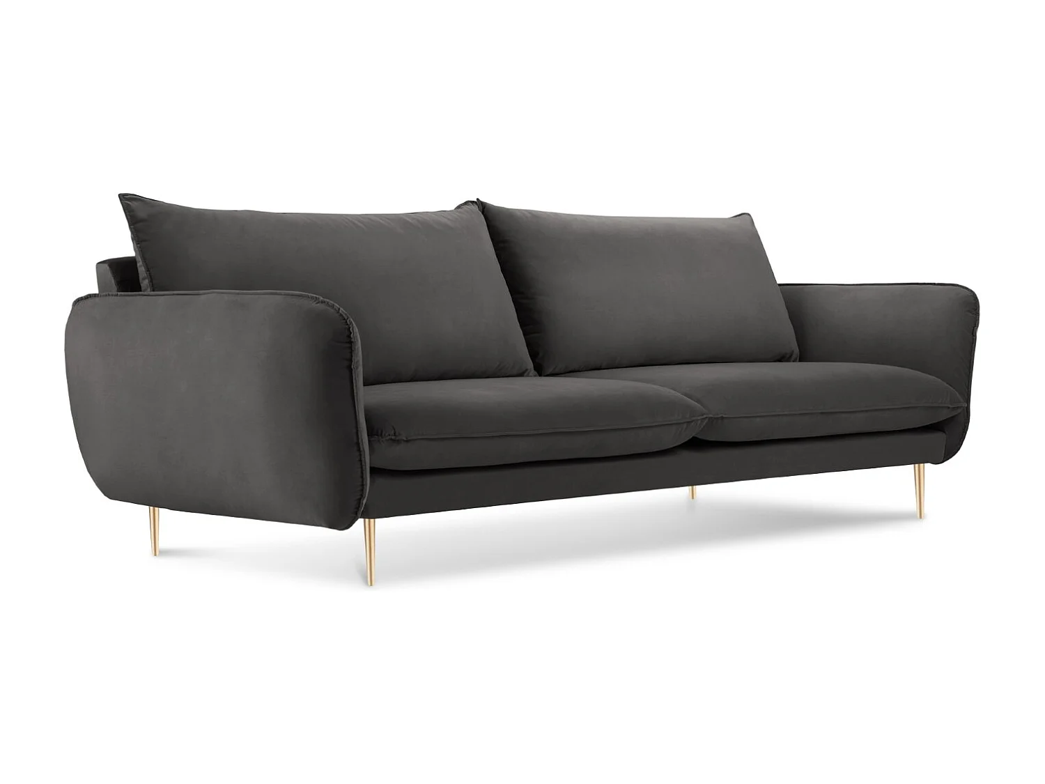 Cosmopolitan Design - Sofa, "Vienna" 4 miejsca welur, szary ciemny - 230x92x95cm 3746583 - obrazek 1