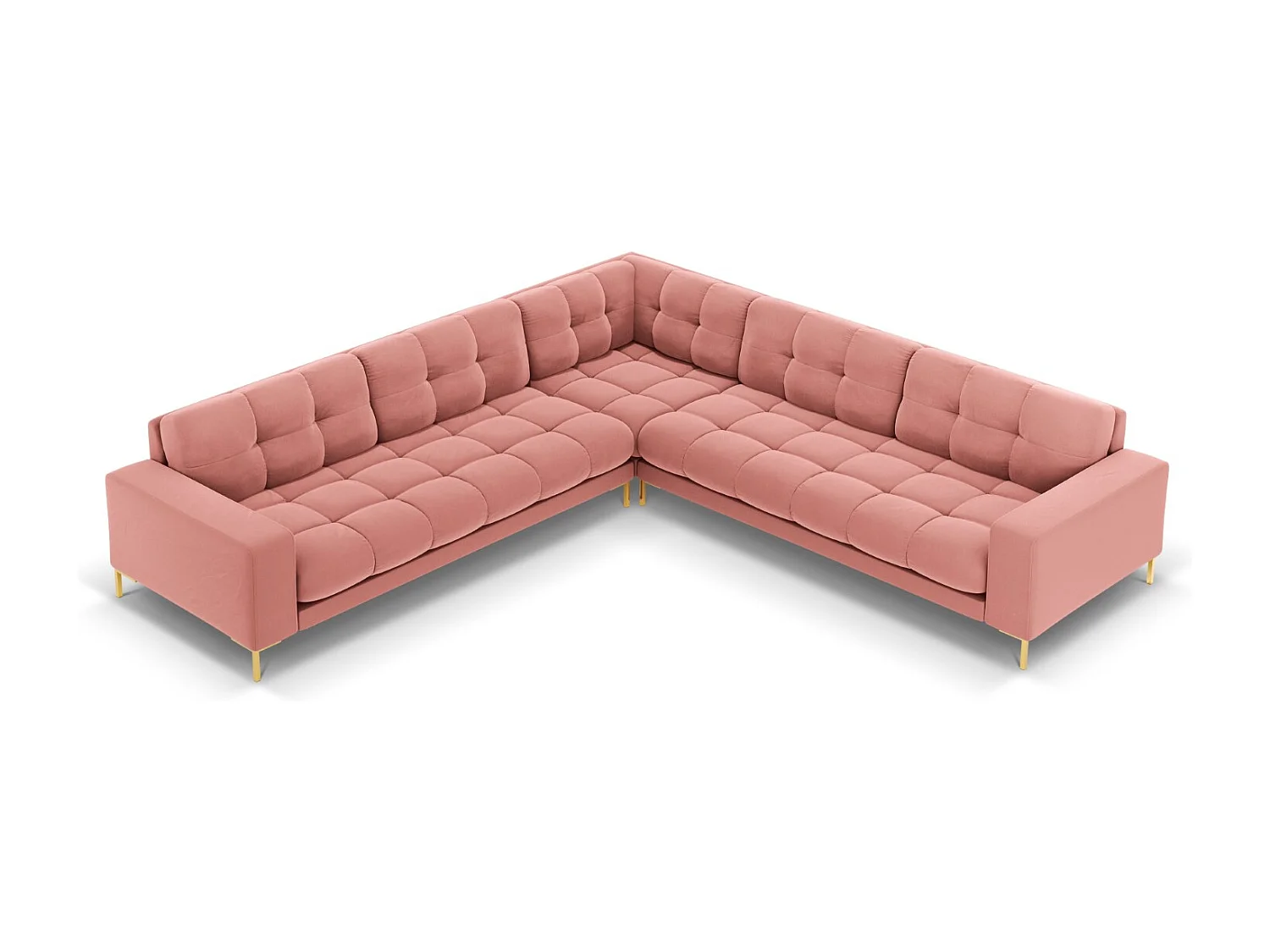 Cosmopolitan Design - Narożnik symetryczny, "Bali" 6 miejsc welur, róż - 256x256x75cm 3746600 - obrazek 1