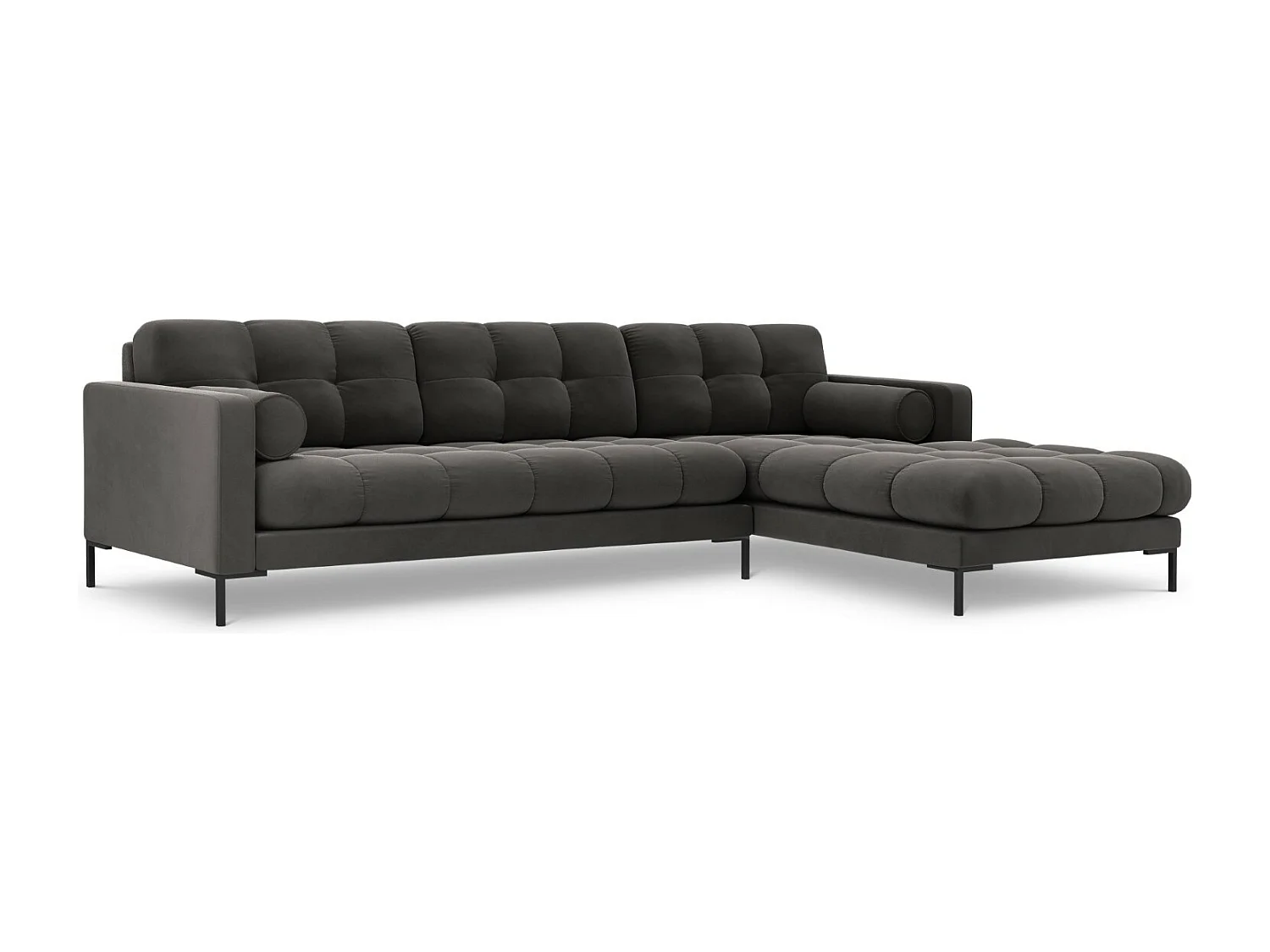 Cosmopolitan Design - Narożnik prawy, "Bali" 5 miejsc welur, szary ciemny - 293x185x75cm 3746640 - obrazek 1