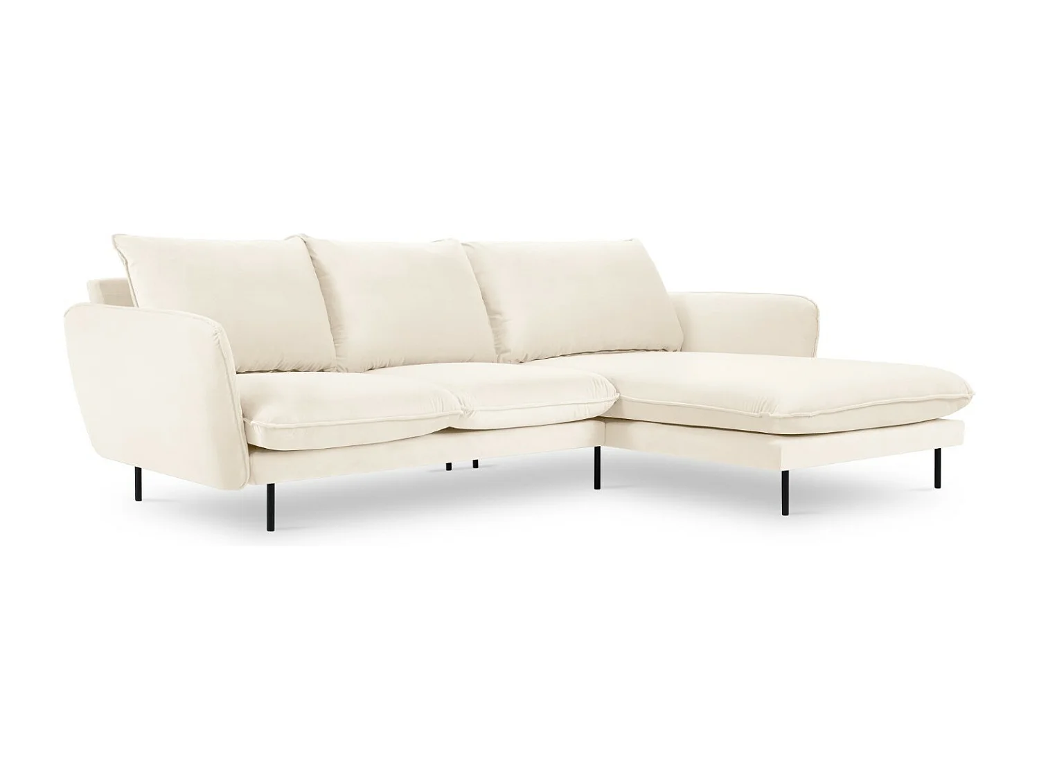 Cosmopolitan Design – Narożnik prawy, „Vienna” 5 miejsc welur, beż jasny – 255x170x95cm 3746651