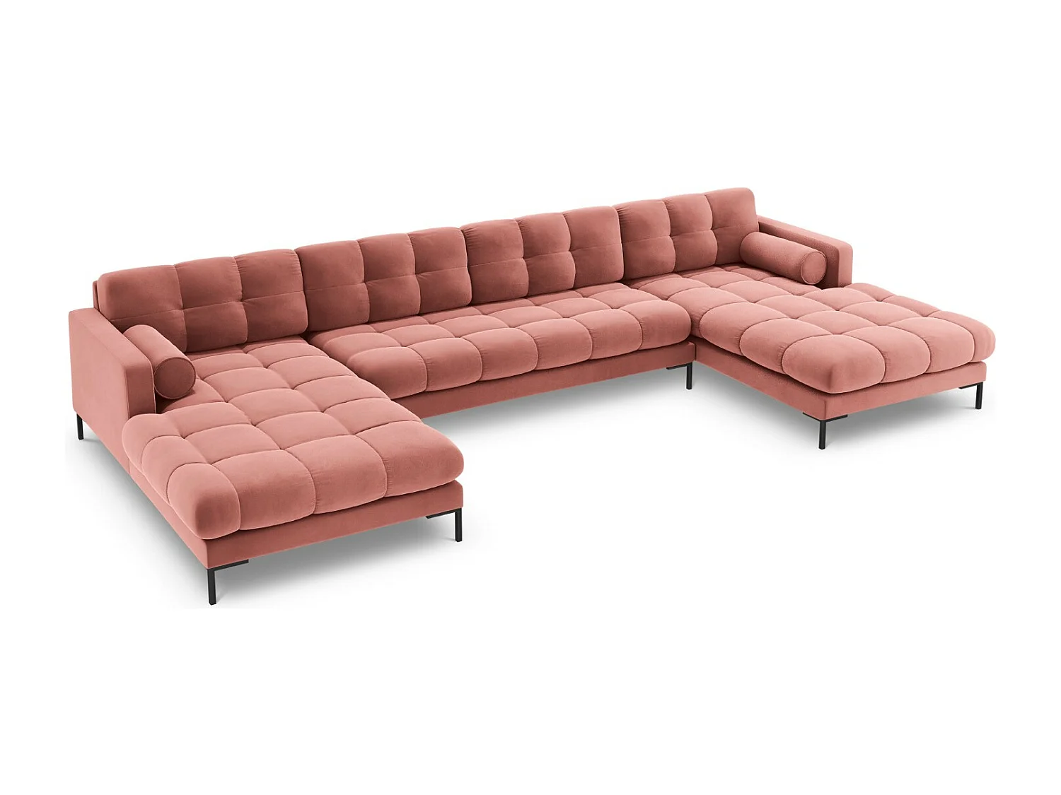 Cosmopolitan Design - Sofa panoramiczna, "Bali" 7 miejsc welur, róż - 383x185x75cm 3746665 - obrazek 1