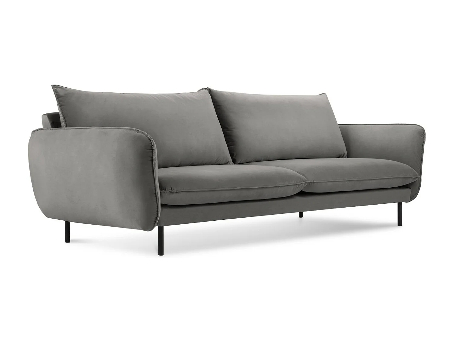 Cosmopolitan Design - Sofa, "Vienna" 4 miejsca welur, szary jasny - 230x92x95cm 3746682 - obrazek 1