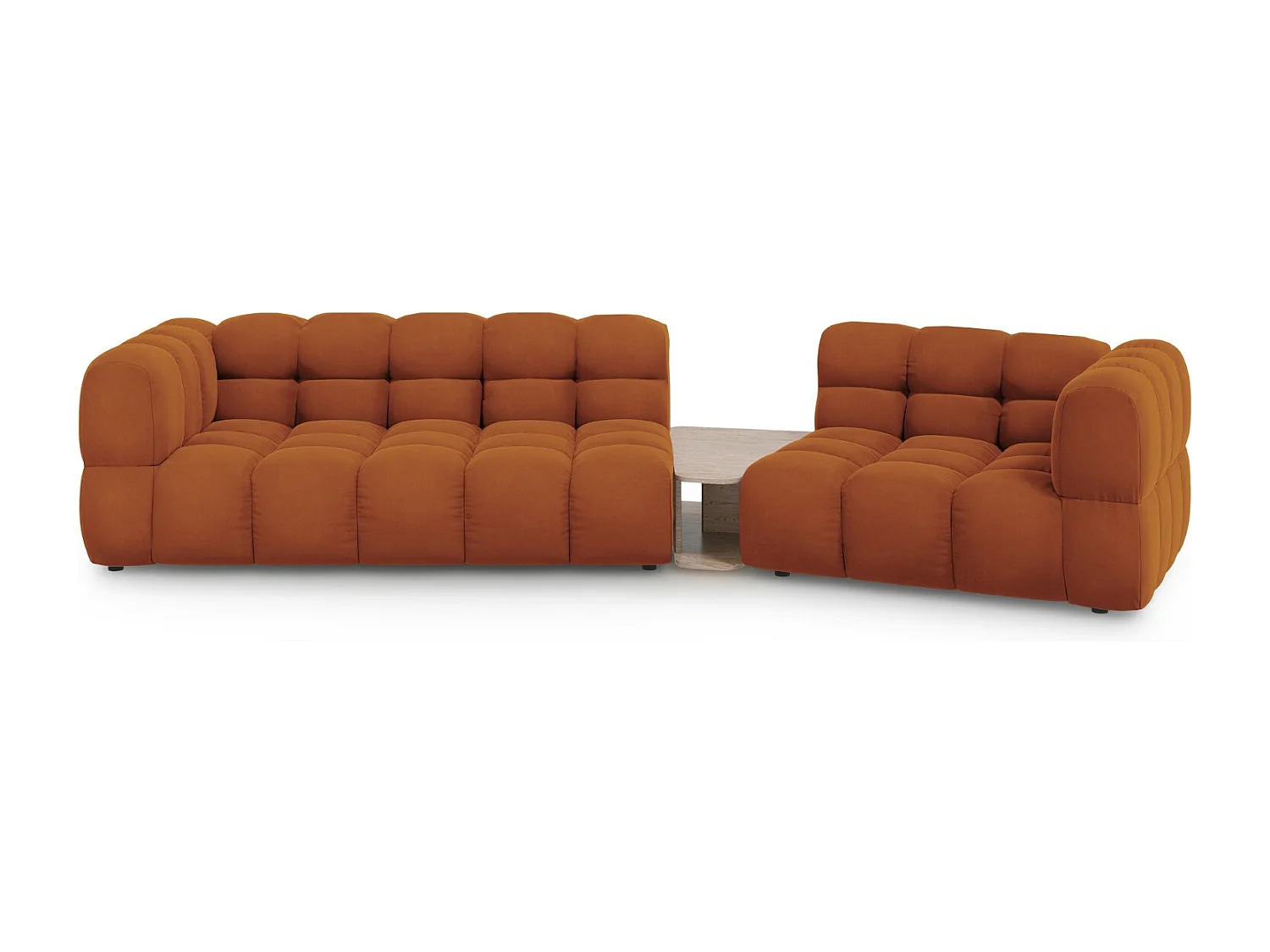 Cosmopolitan Design - Sofa modułowa bok prawy, "Sky" 3 miejsca welur, terakota - 353x148x75cm 3746710 - obrazek 1
