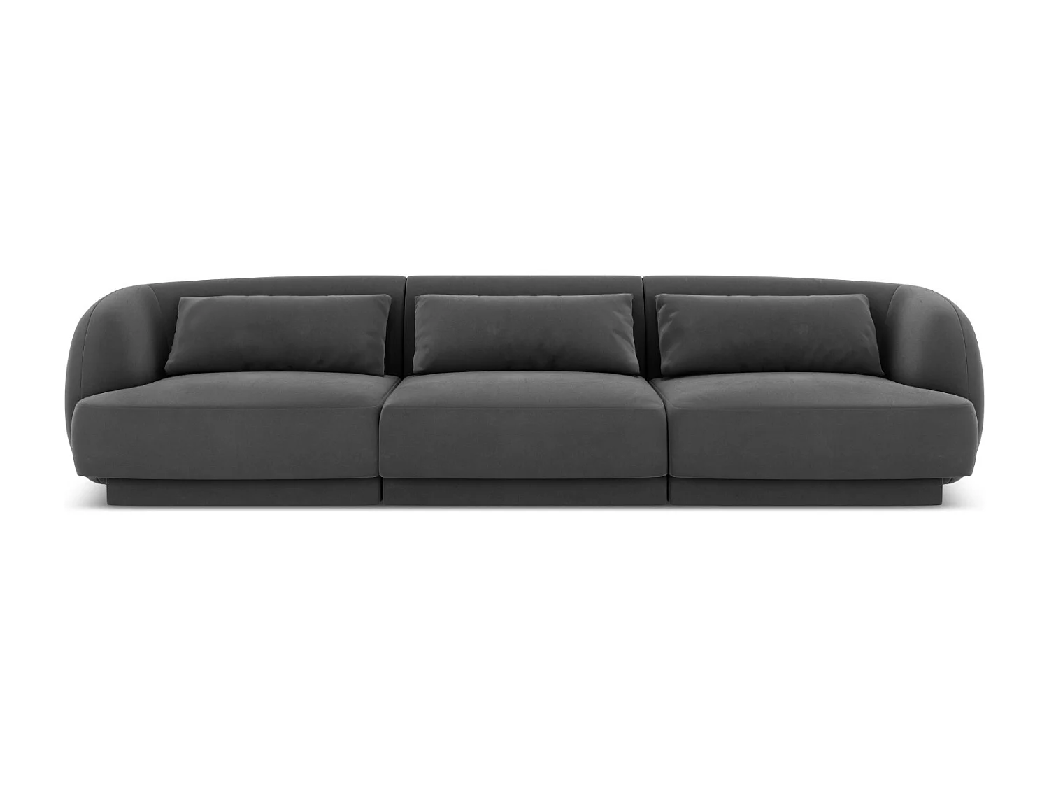 Cosmopolitan Design - Sofa, "Tulum" 3 miejsca welur, szary - 255x90x70cm 3746726 - obrazek 1