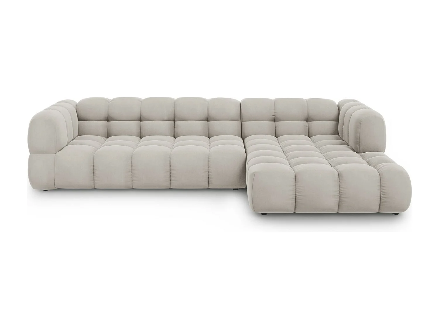 Cosmopolitan Design - Narożnik prawy panoramiczny, "Sky" 4 miejsca welur, beż jasny - 300x162x75cm 3746740 - obrazek 1