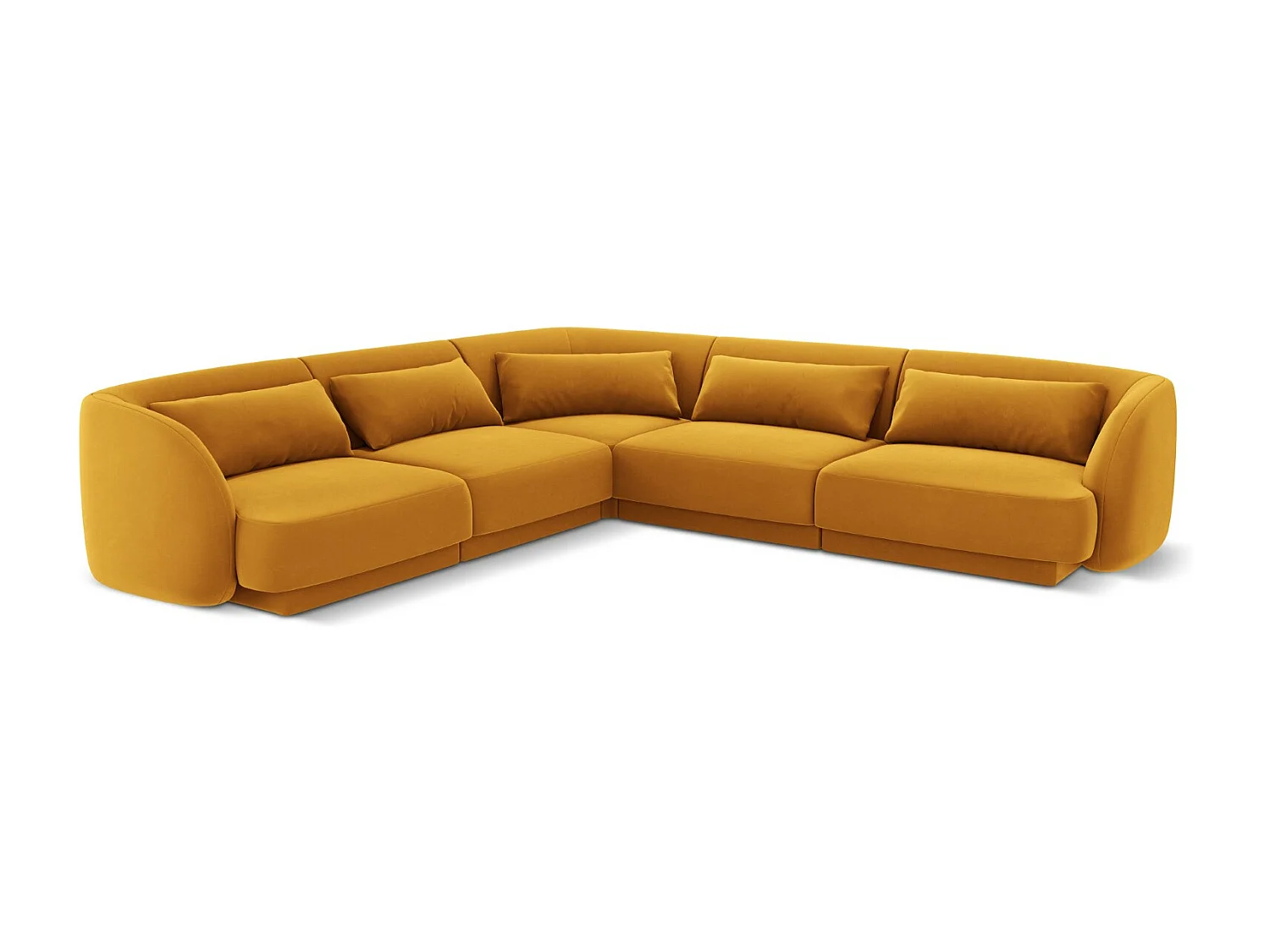 Cosmopolitan Design - Narożnik symetryczny, "Tulum" 5 miejsc welur, żółty - 255x255x70cm 3746758 - obrazek 1
