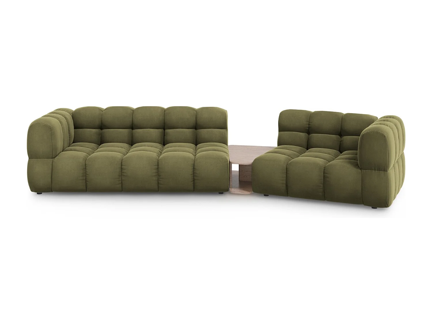Cosmopolitan Design - Sofa modułowa bok prawy, "Sky" 3 miejsca welur, zielony jasny - 353x148x75cm 3746761 - obrazek 1