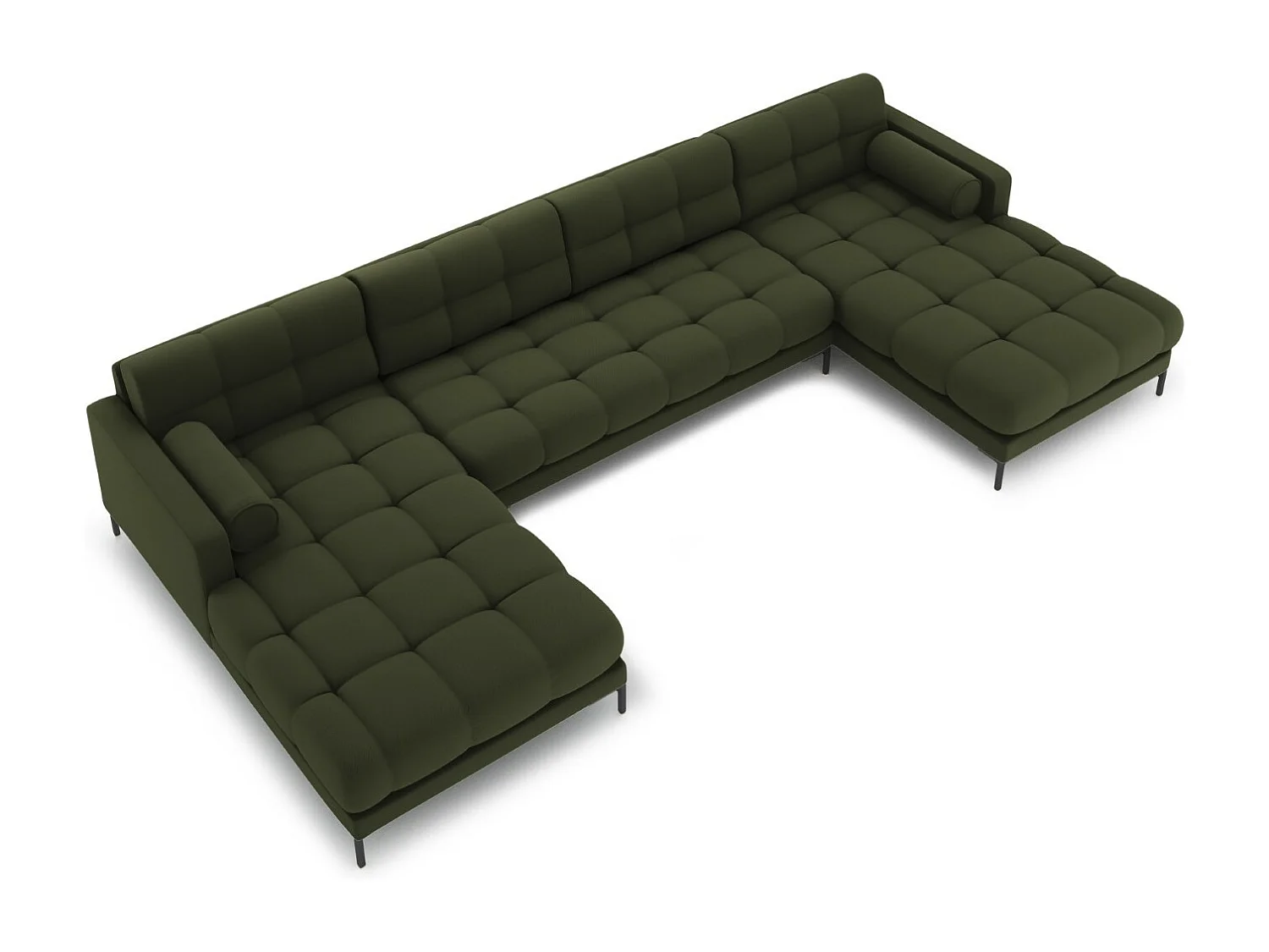 Cosmopolitan Design - Sofa panoramiczna, "Bali" 7 miejsc tkanina strukturalna, zielony - 383x185x75cm 3746764 - obrazek 1