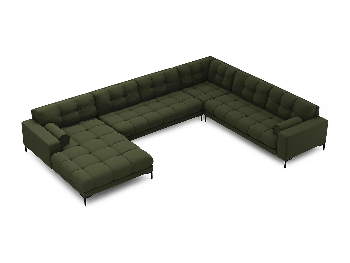 Cosmopolitan Design - Narożnik prawy panoramiczny, "Bali" 7 miejsc tkanina strukturalna, zielony - 327x256x75cm 3746776 - obrazek 1