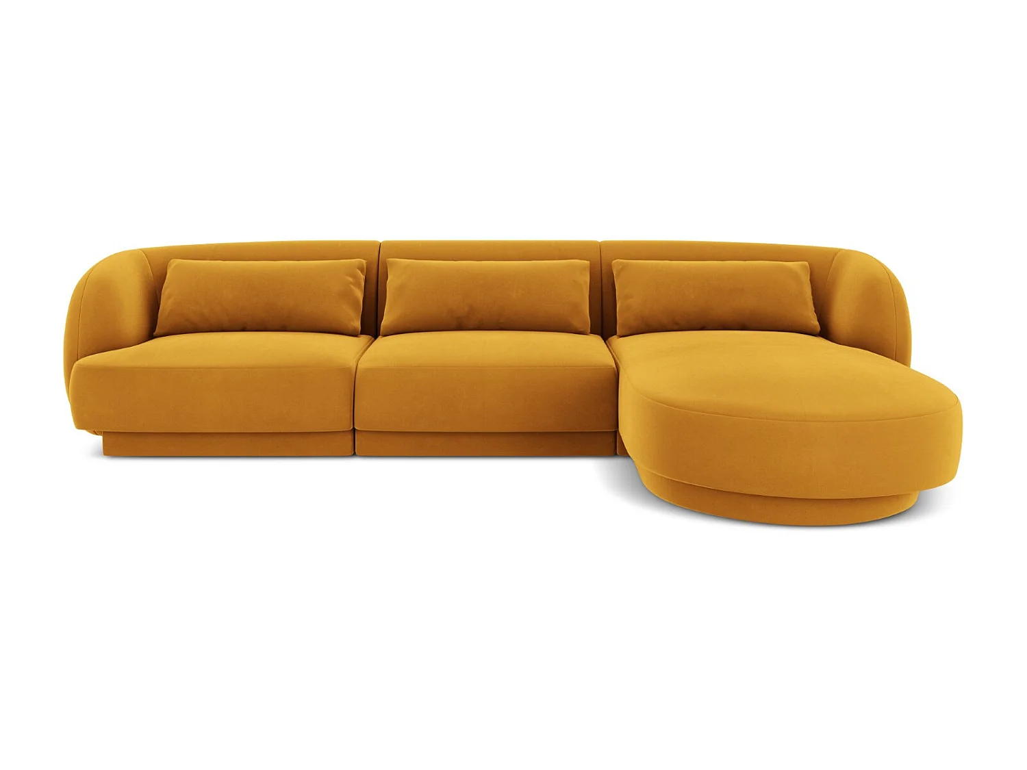Cosmopolitan Design – Narożnik prawy, „Tulum” 4 miejsca welur, żółty – 255x156x70cm 3746798