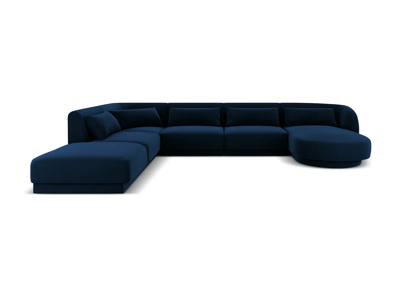 Cosmopolitan Design – Narożnik lewy panoramiczny, „Tulum” 6 miejsc welur, błękit królewski – 330x255x70cm 3746811