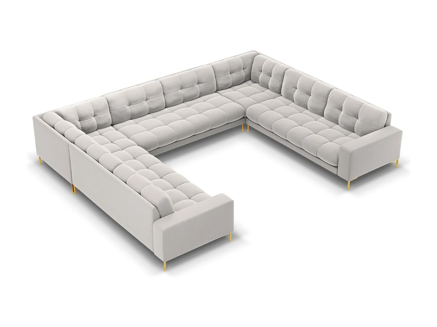 Cosmopolitan Design - Sofa panoramiczna, "Bali" 9 miejsc welur, srebrny - 327x256x75cm 3746820 - obrazek 1