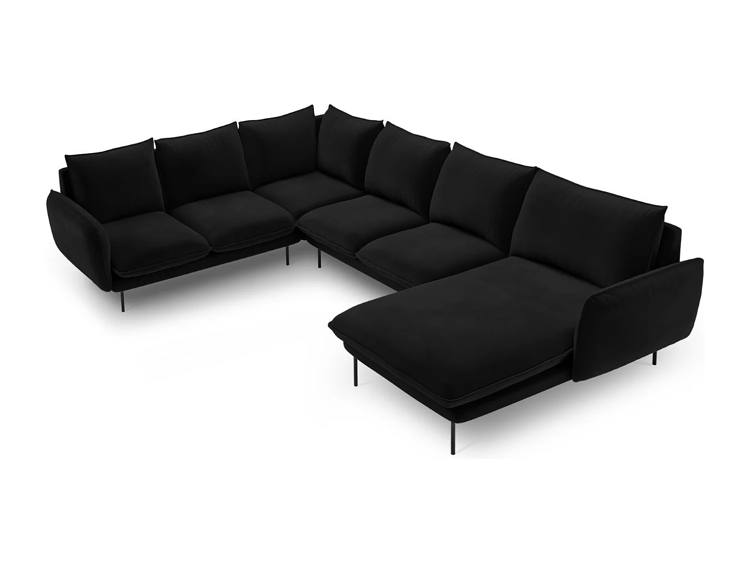 Cosmopolitan Design – Narożnik lewy panoramiczny, „Vienna” 7 miejsc welur, czarny – 330x235x95cm 3746830