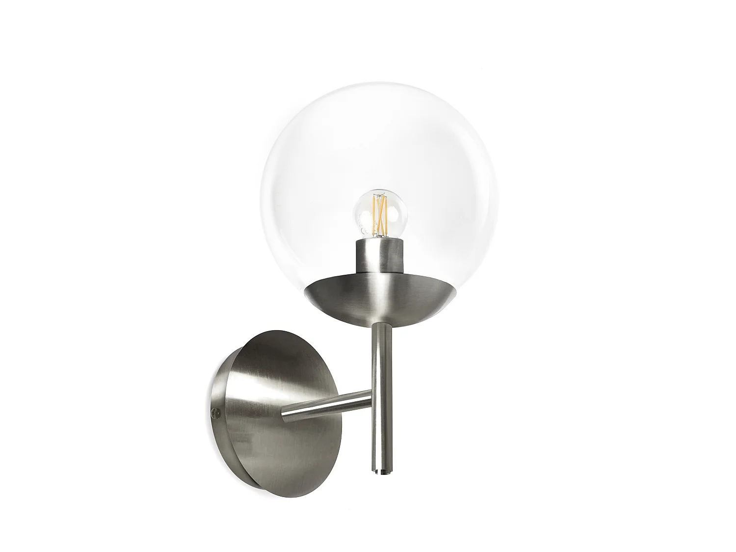 Kinkiet OXY klasyczny i ponadczasowy styl - g?. 20 cm x wys. 32 cm - przezroczysta kula ø20 - wn?trze - E27 40W - IP40 - stal - czarno-bia?y 3748053 - obrazek 1
