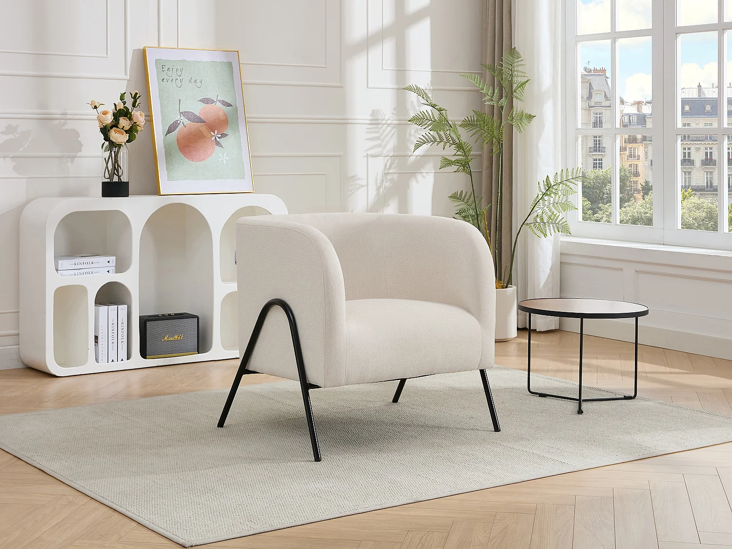 Fotel z beżową tapicerką – BLINODA 2895749