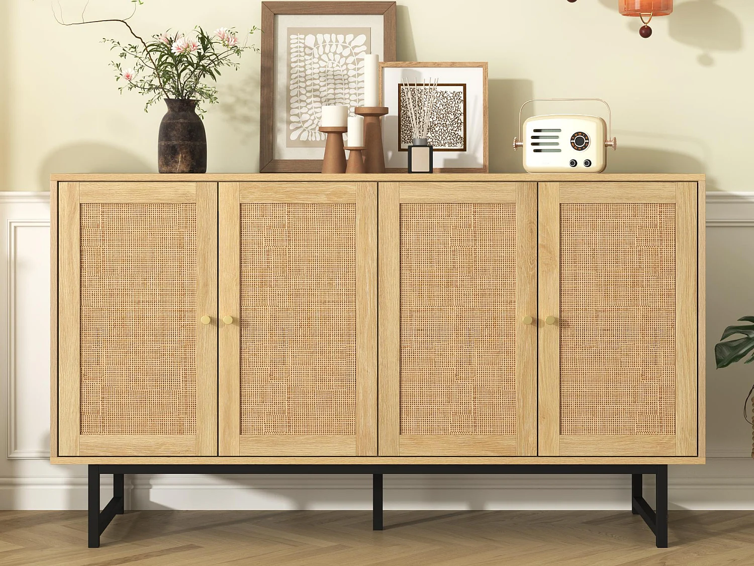 Buffet z rattanu - z 4 drzwiami - Naturalny 3758841 - obrazek 1