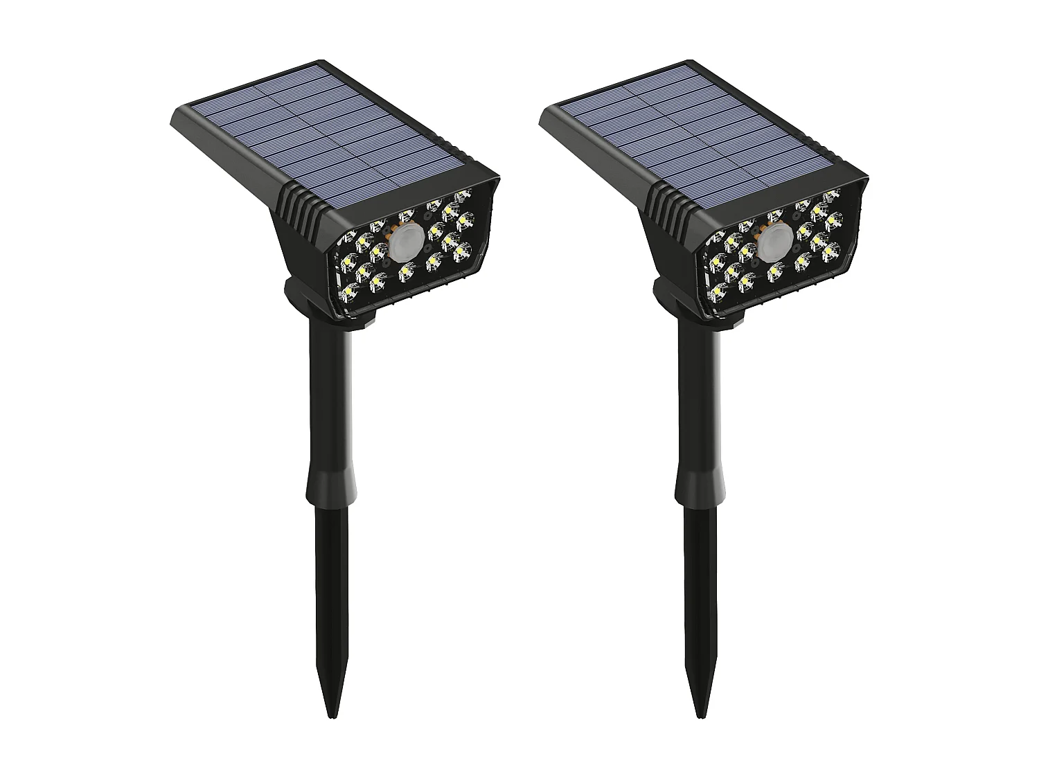 Zestaw 2 lamp solarnych wbijanych w ziemię - 300 lumenów - Czarny - HORSENS 3775345 - obrazek 1