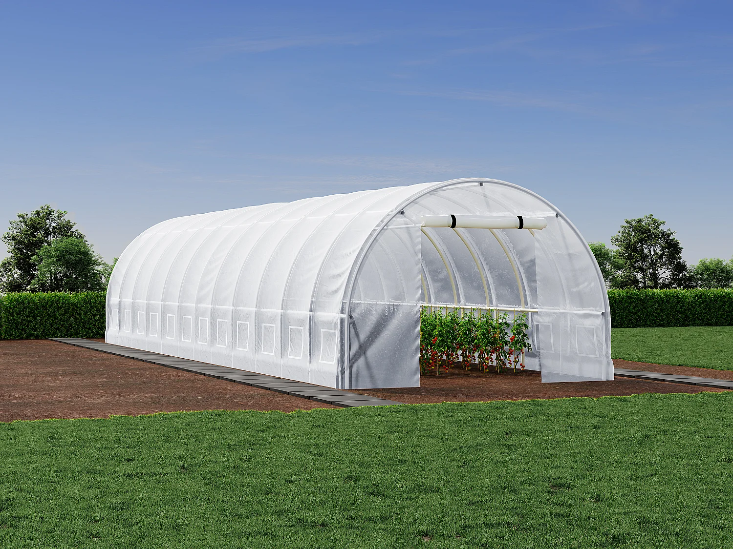Szklarnia tunelowa o stalowej konstrukcji 36 m² - dł. 1200 x szer. 300 x wys. 200 cm - Biały - IPOMEA 3182555 - obrazek 1