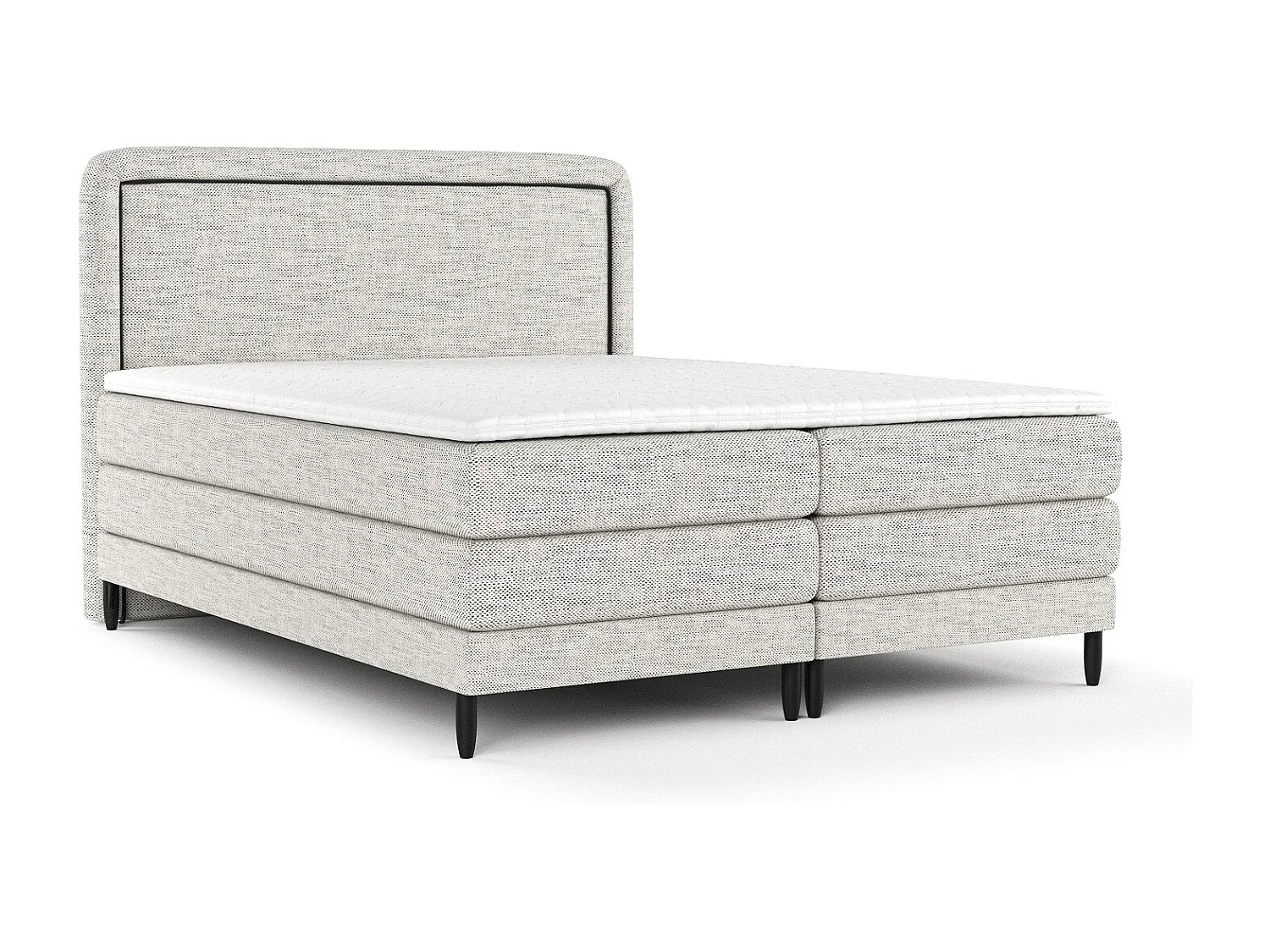 Łóżko boxspring w tkaninie plecionej Dove - materac - topper - 200x200 cm - jasnoszary 3981249 - obrazek 1