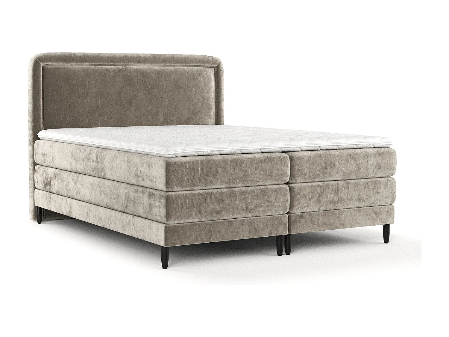 Łóżko boxspring w tkaninie szenilowej Dove - materac - topper - 160x200 cm - beżowy 3981307 - obrazek 1