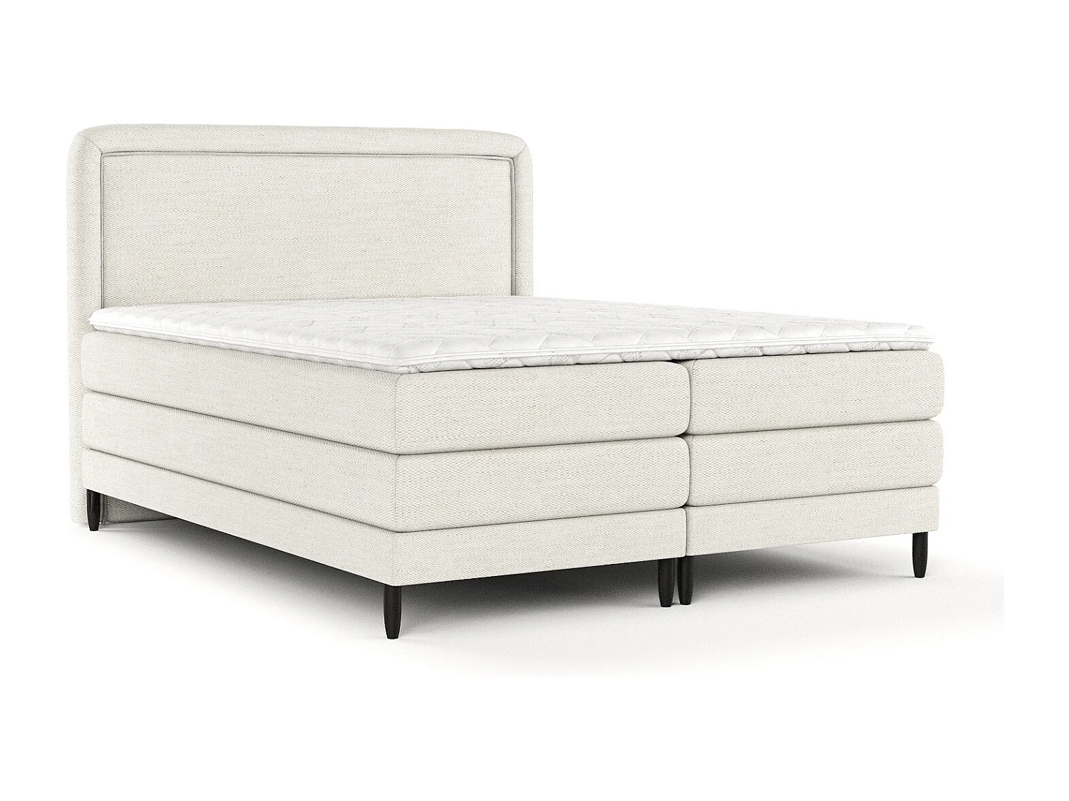 Łóżko boxspring w tkaninie plecionej Dove - materac - topper - 200x200 cm - kremowy 3982606 - obrazek 1