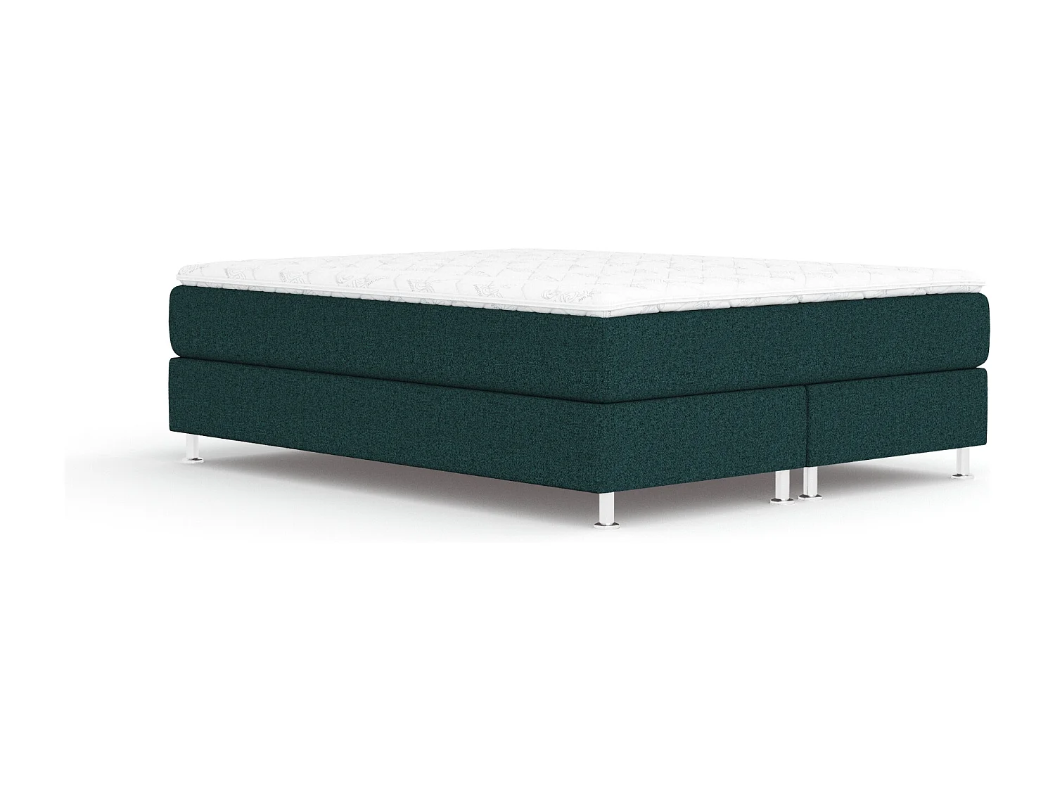 Łóżko boxspring w tkaninie plecionej Sub - materac - topper - 200x200 cm - zielony 4009377 - obrazek 1