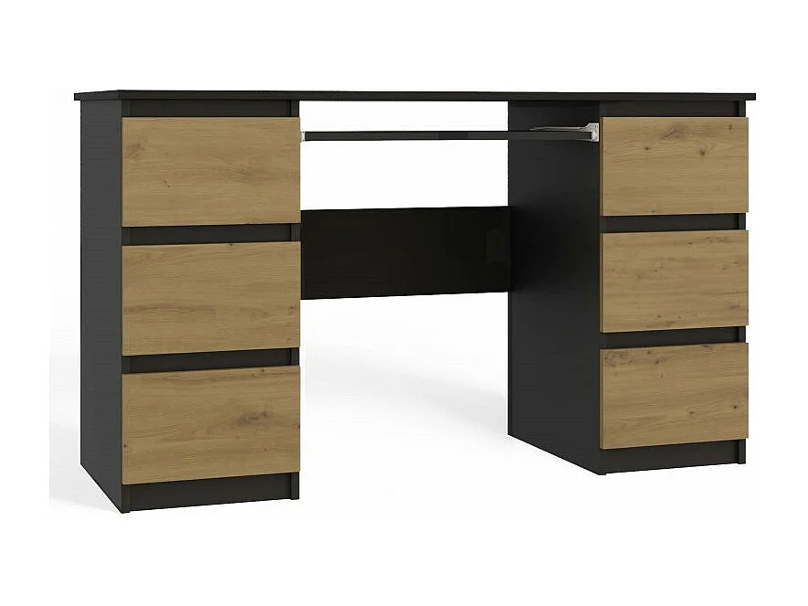 Biurko KUBA | Antracyt/Dąb Artisan | 130x51x76 | 6 Szuflad |Do Biura/ Pokoju 4044470 - obrazek 1